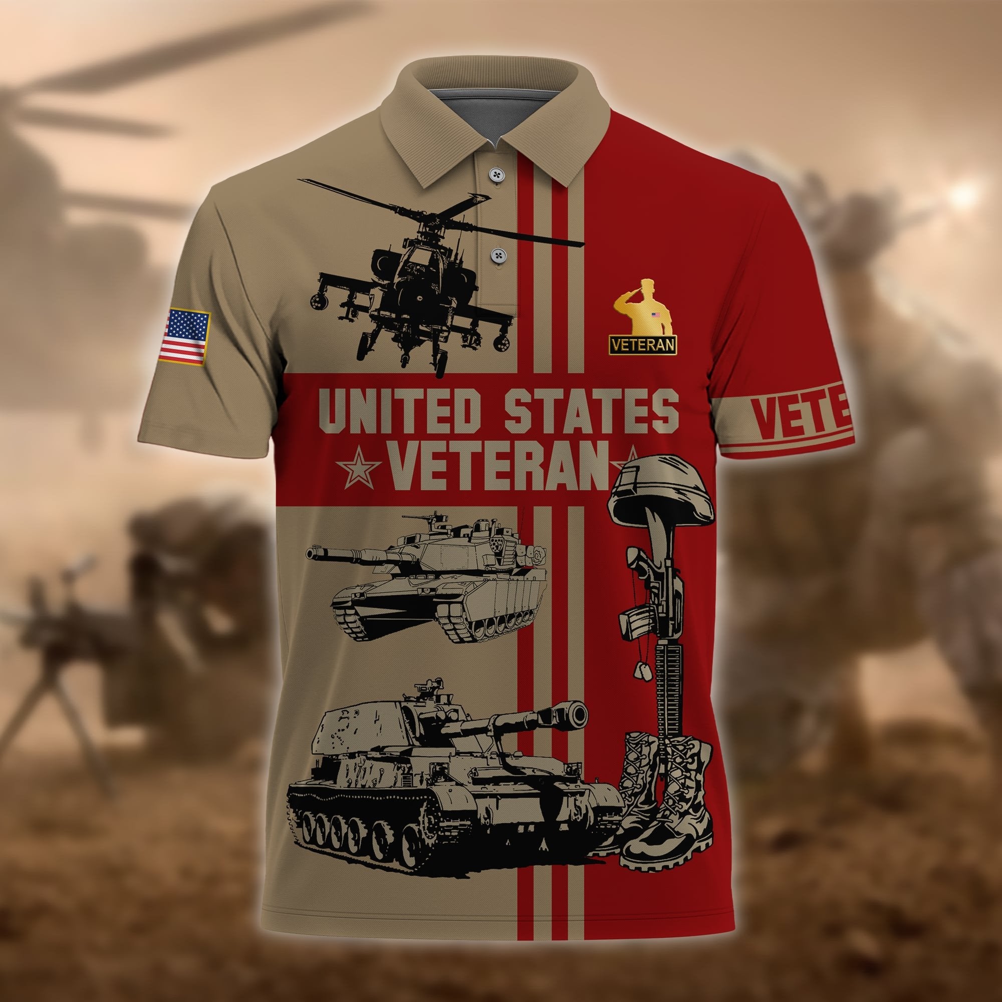 Premium U.S Multiple Service Veteran Polo Shirt PVC080302