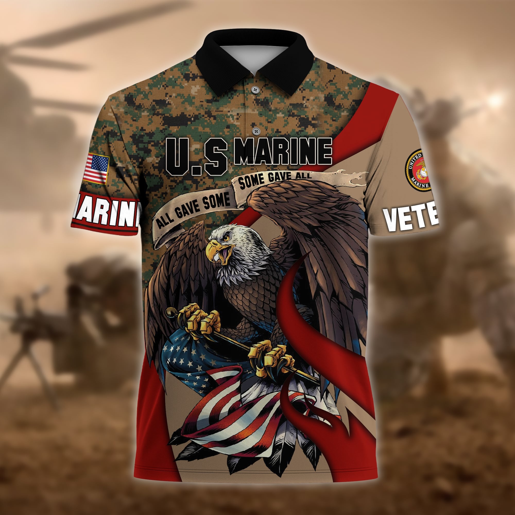 Premium U.S Multiple Service Veteran Polo Shirt PVC110301
