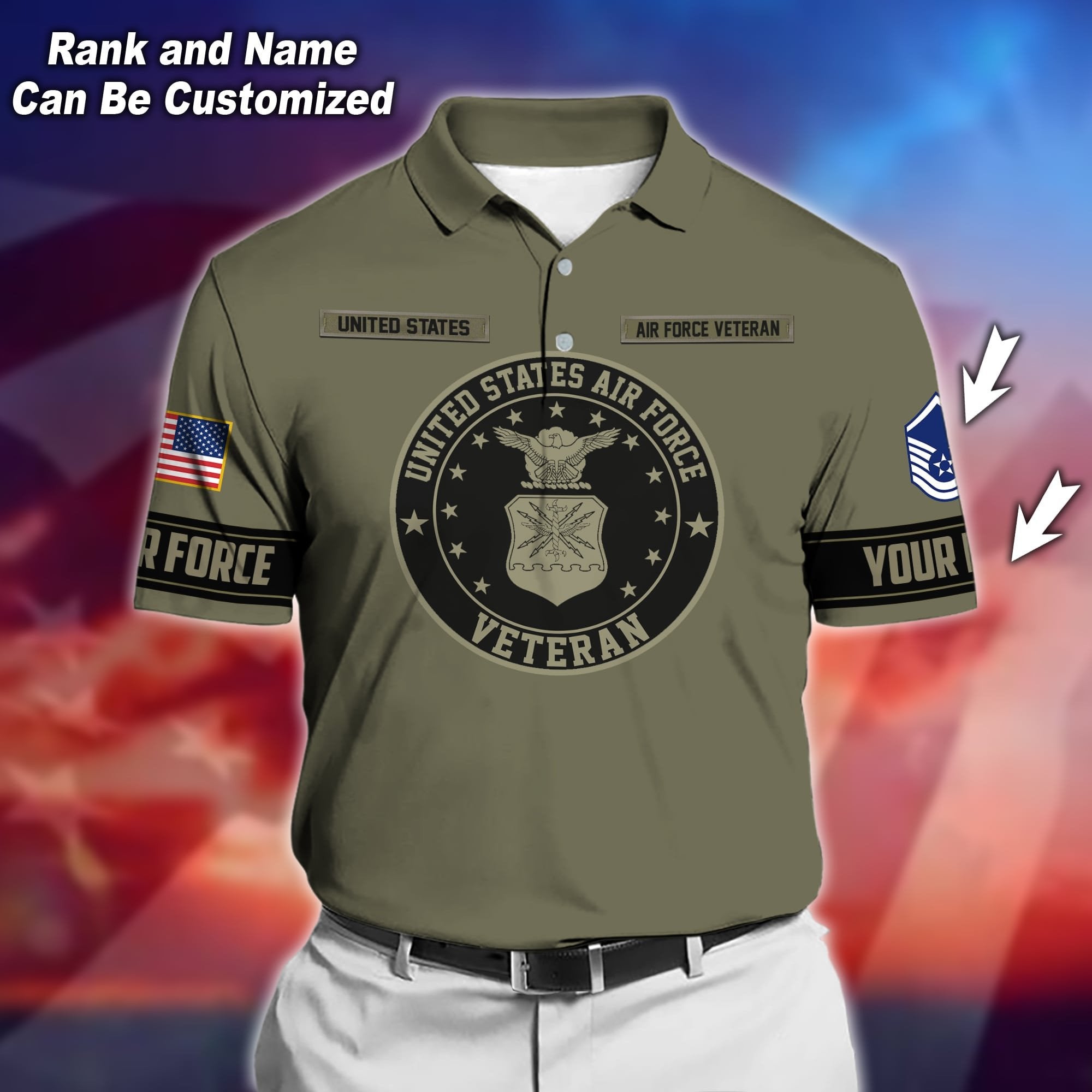 Premium Personalised U.S Multiple Service Veteran Polo Shirt PVC070303