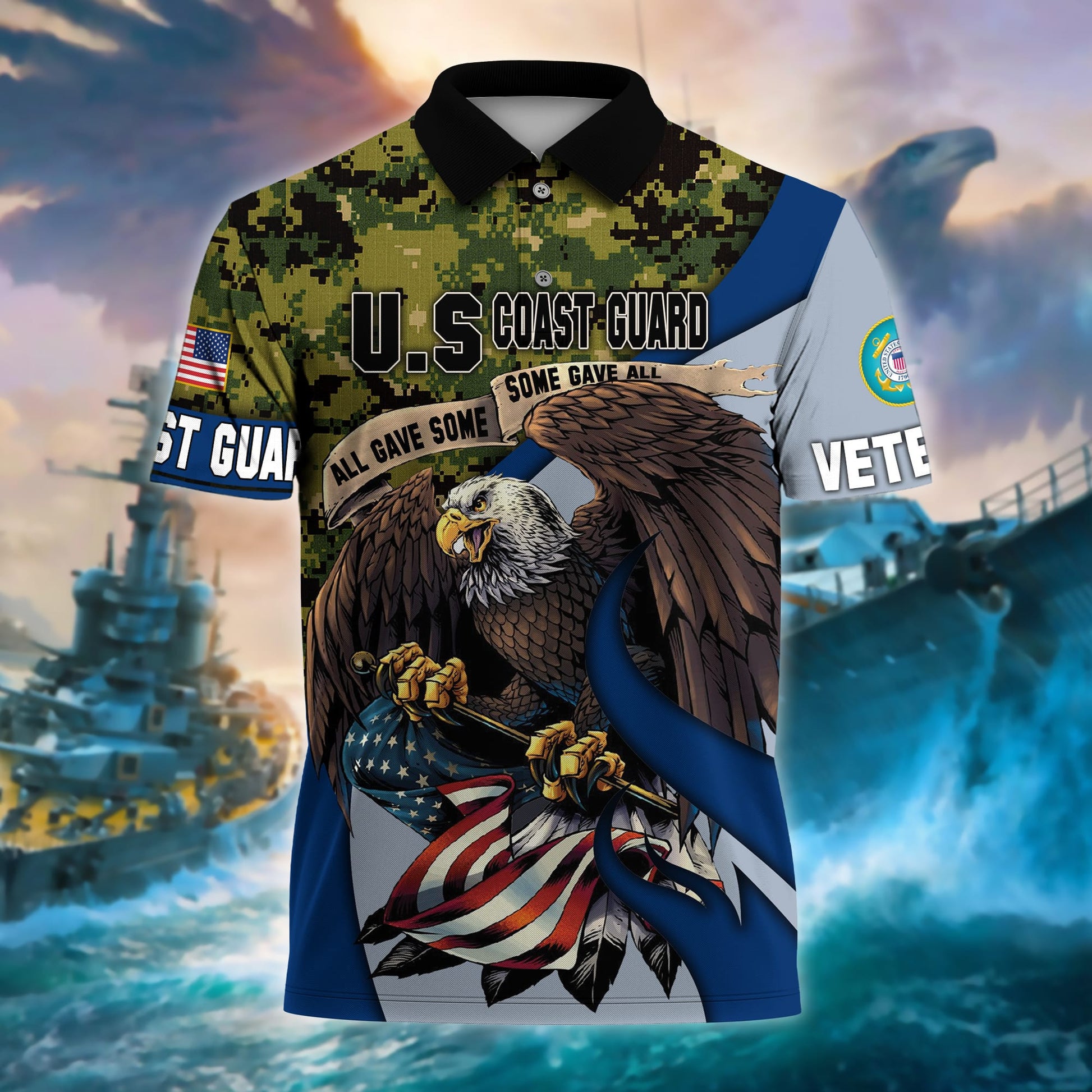 Premium U.S Multiple Service Veteran Polo Shirt PVC110301