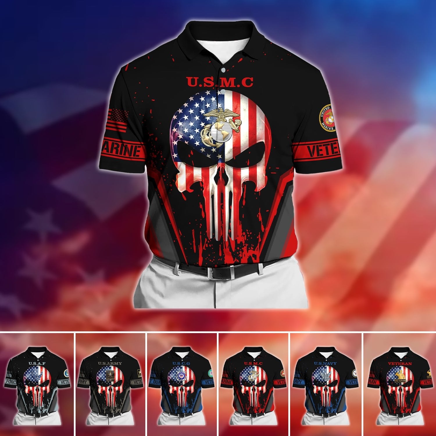 Premium U.S Multiple Service Veteran Polo Shirt PVC220302