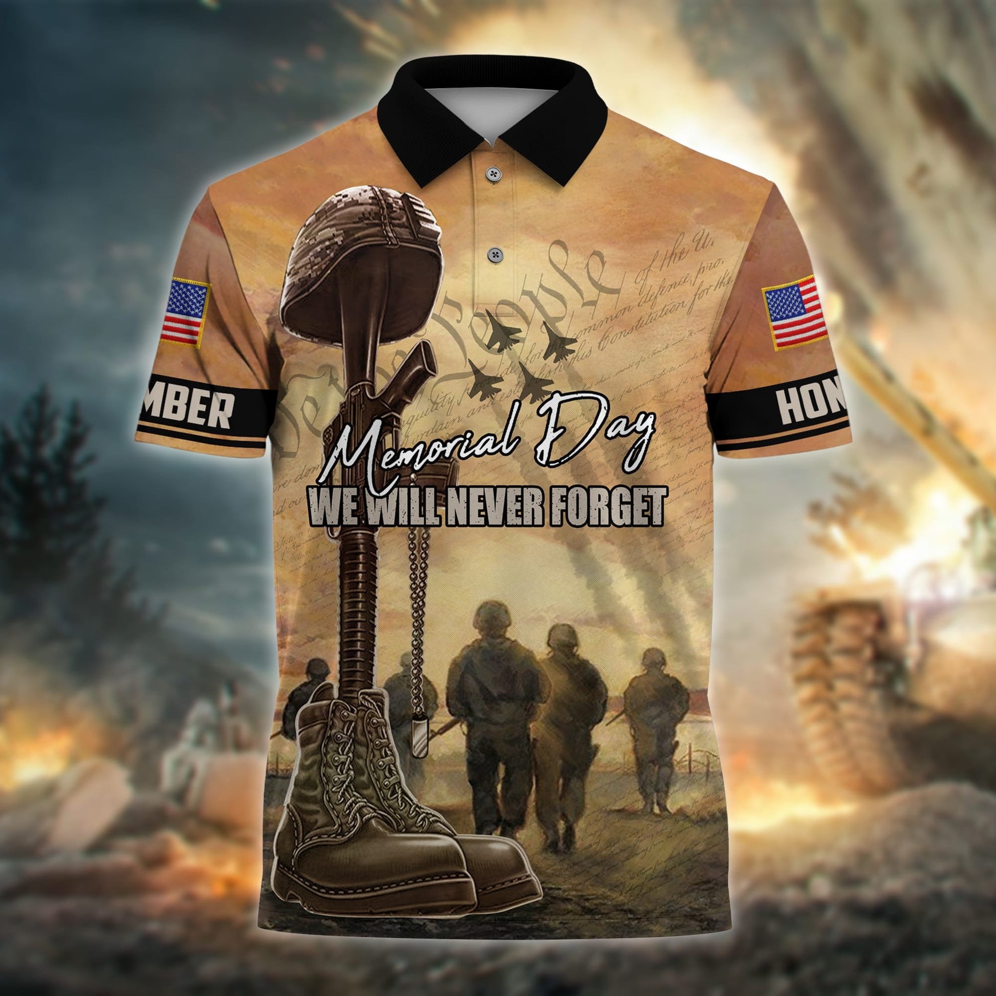 Premium Memorial Day We Will Never Forget Polo Shirt PVC120403
