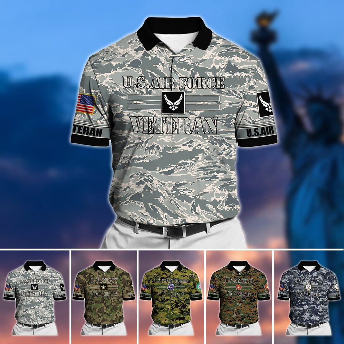Premium U.S Multiple Service Veteran Polo Shirt PVC250303