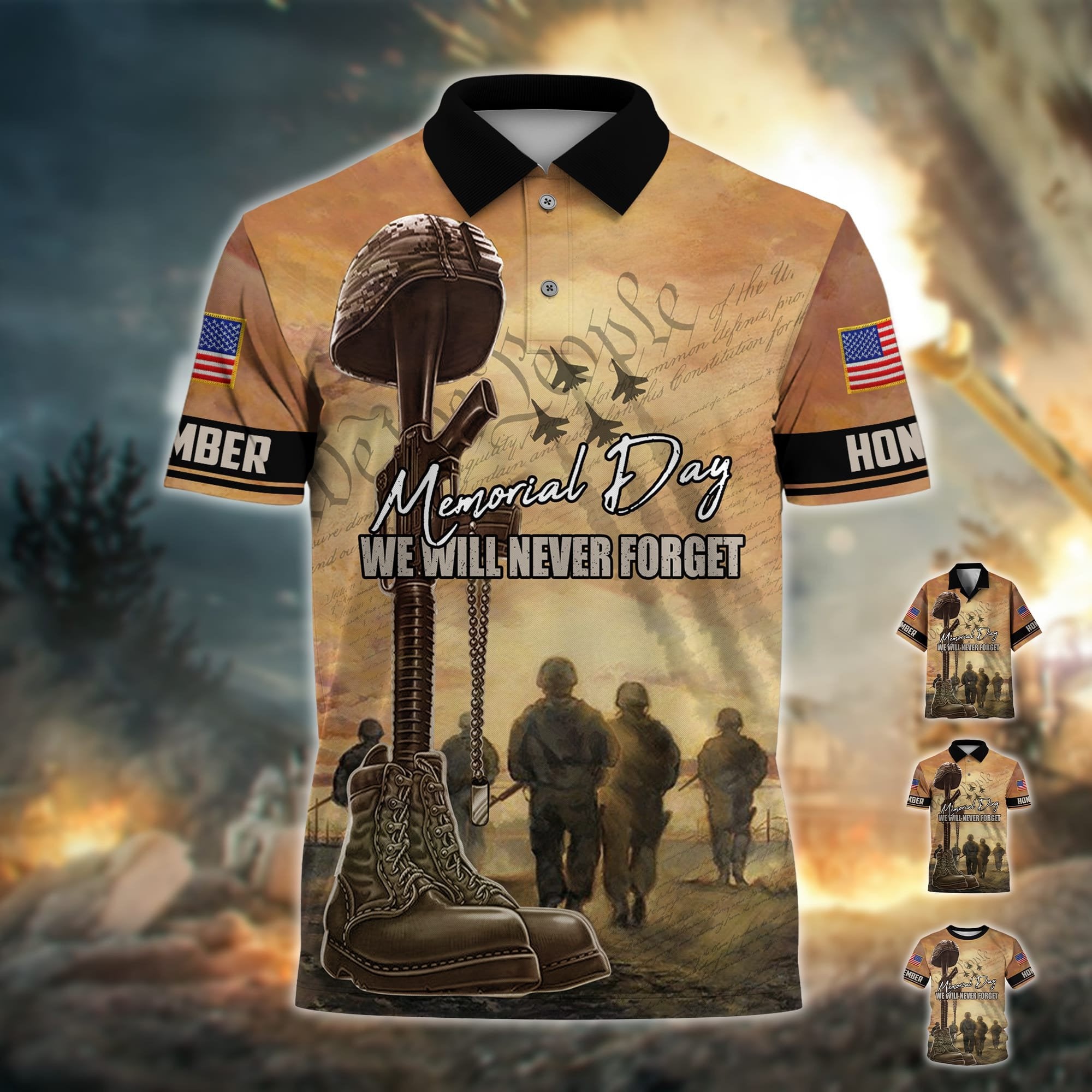 Premium Memorial Day We Will Never Forget Polo Shirt PVC120403