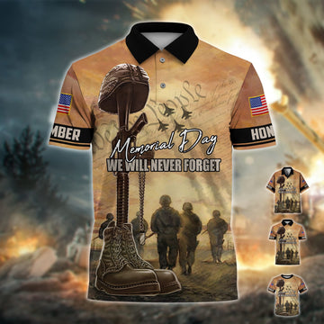 Premium Memorial Day We Will Never Forget Polo Shirt PVC120403