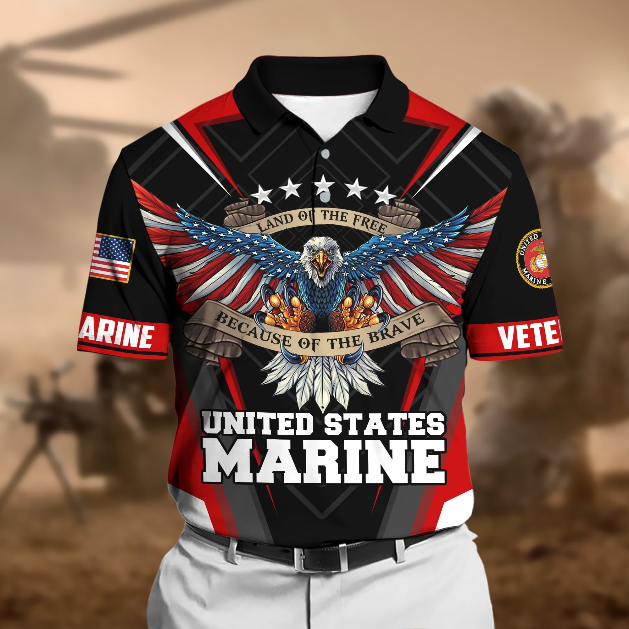 Premium U.S Multiple Service Veteran Polo Shirt PVC120302