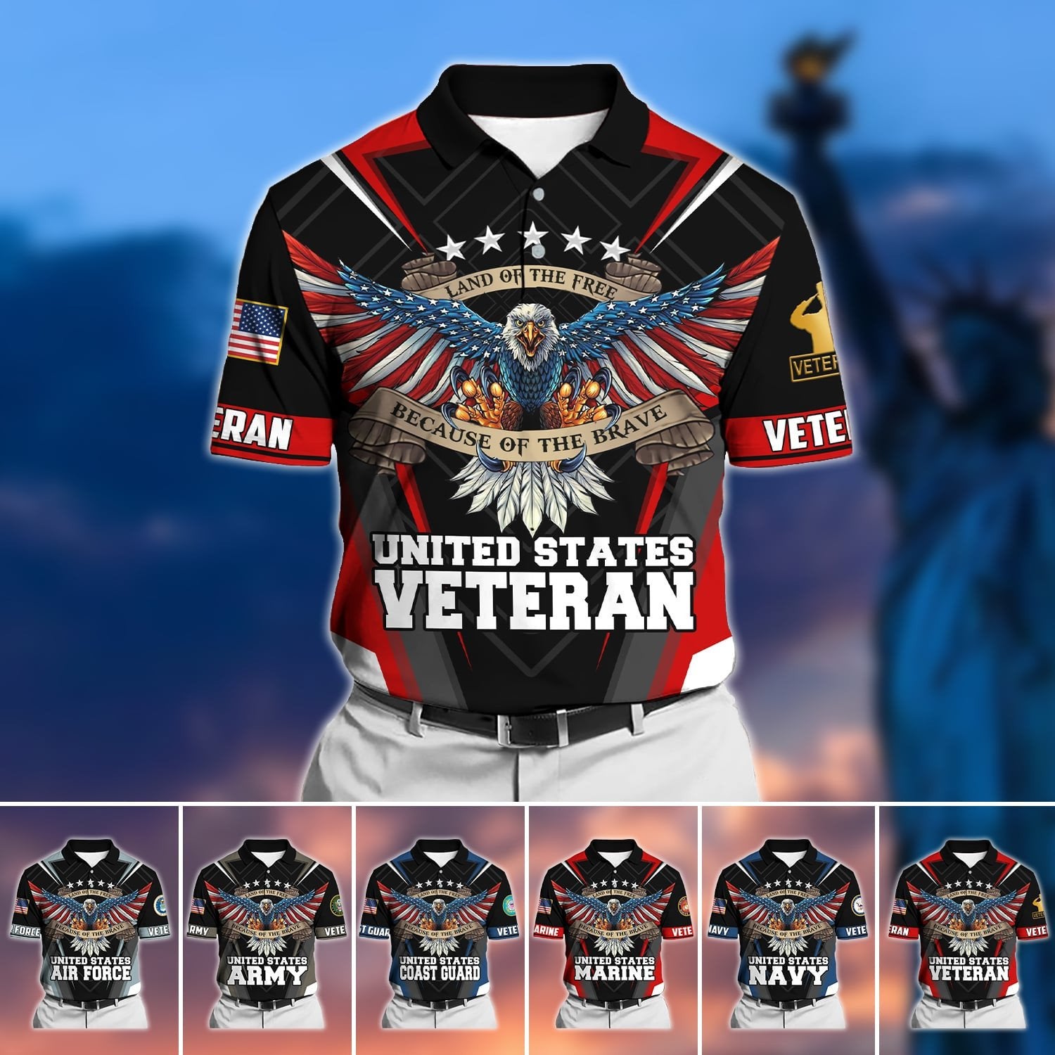 Premium U.S Multiple Service Veteran Polo Shirt PVC120302