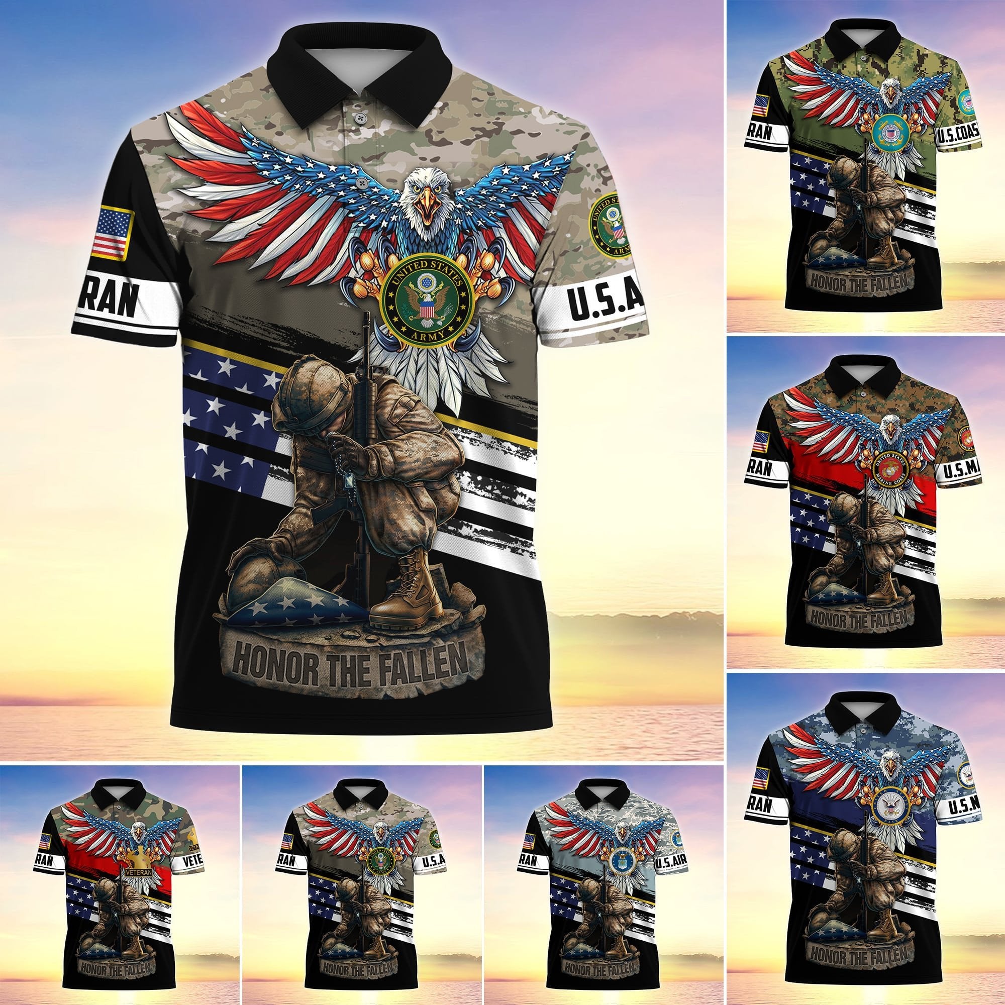 Premium U.S Multiple Service Veteran Polo Shirt YL97.19040102
