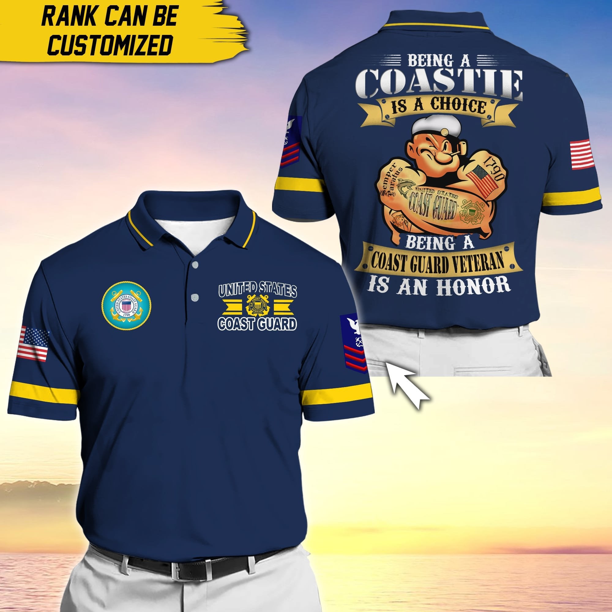 Premium Personalise U.S Multiple Service Veteran Polo Shirt PVC200402