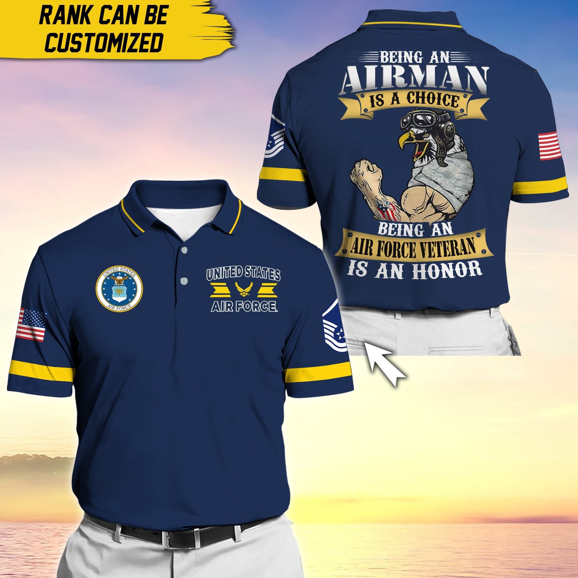 Premium Personalise U.S Multiple Service Veteran Polo Shirt PVC200402