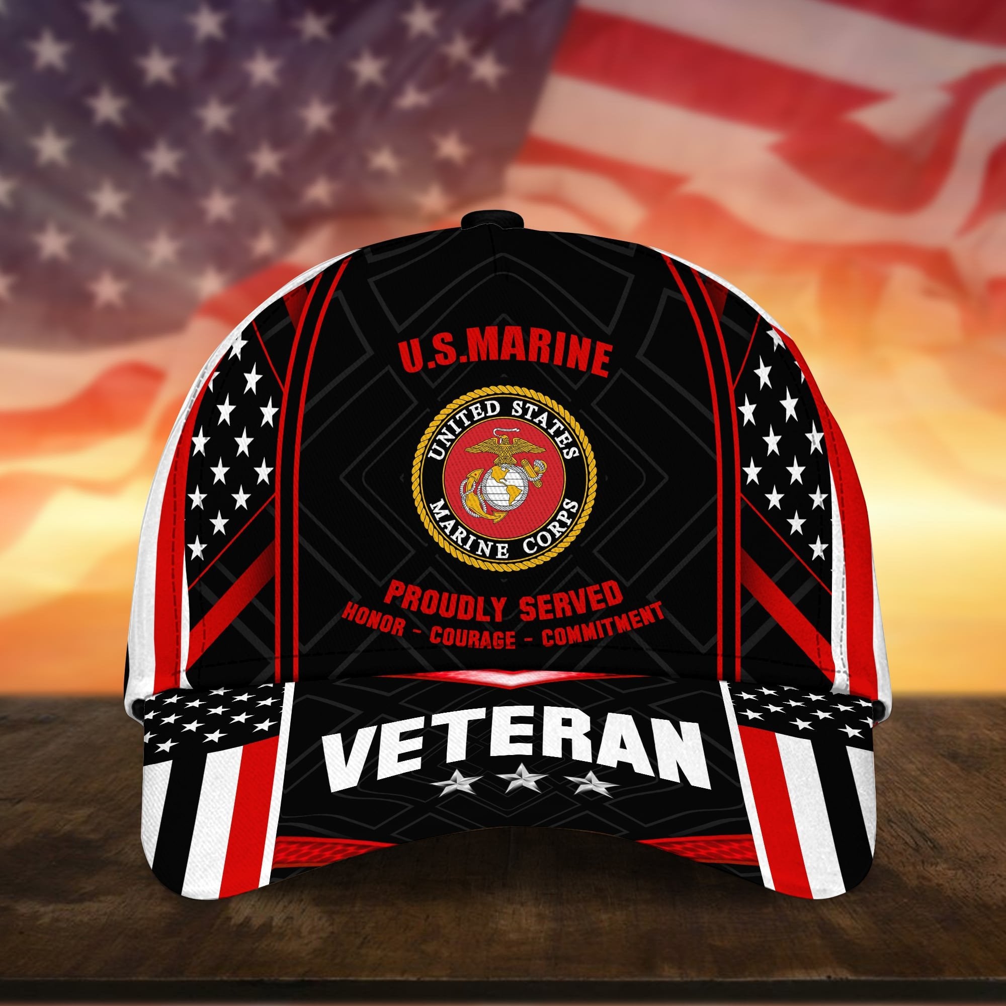 Premium U.S Multiple Service Veteran 3D Cap PVC260403