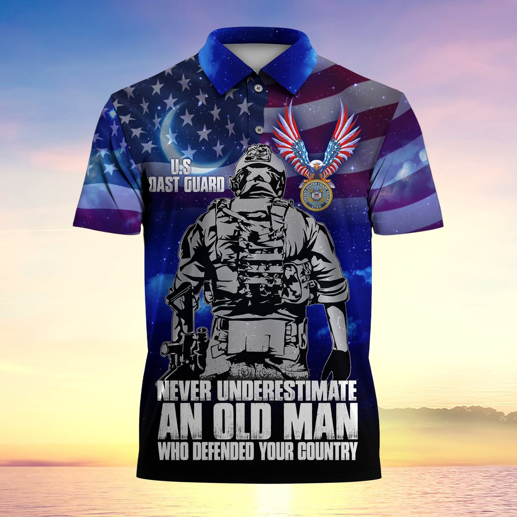 Never Underestimate An Old Man Who Defended Your Country Multiservice Polo MH080603-2