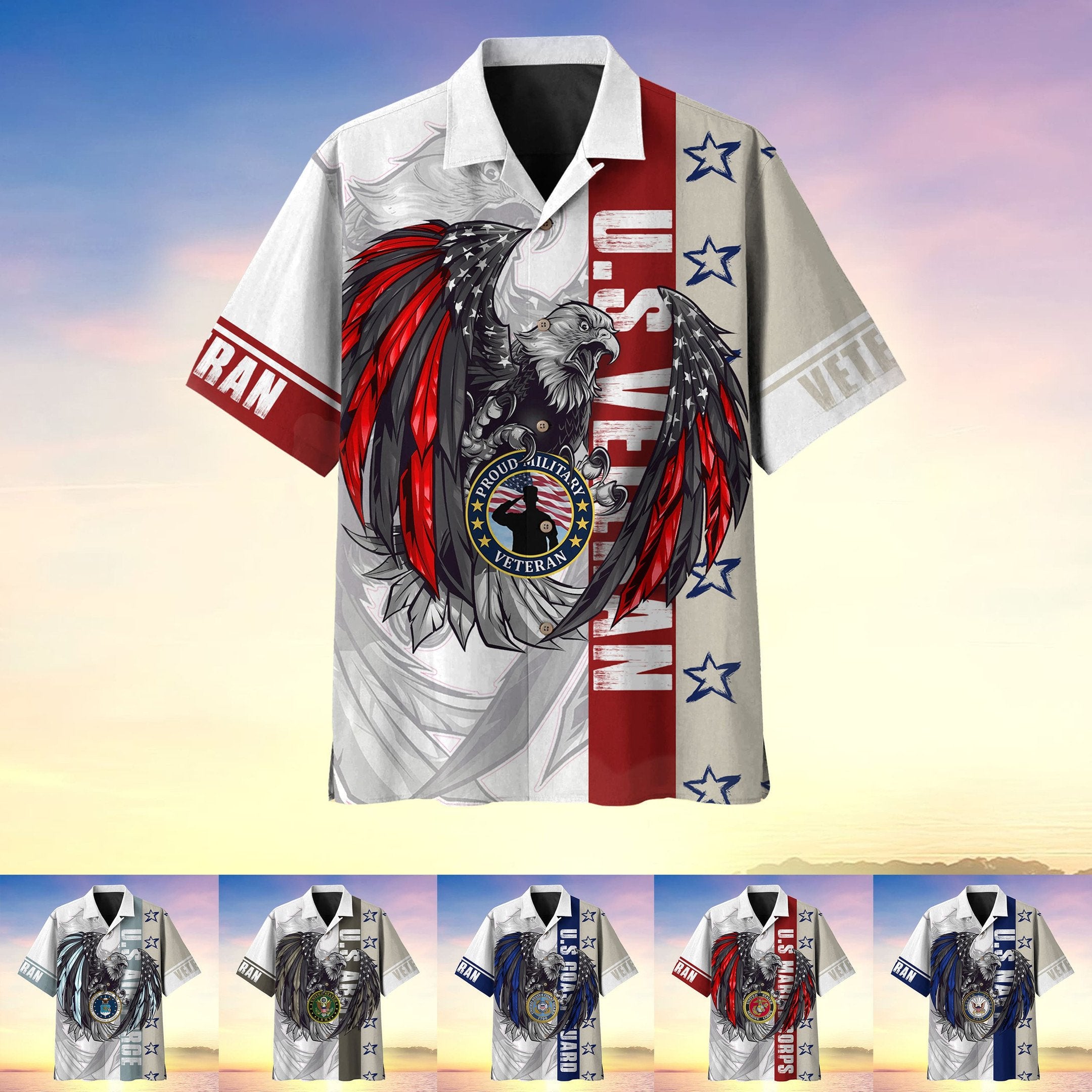 Colored Feather Eagle Multiservice US Veteran Hawaii Shirt MH170601