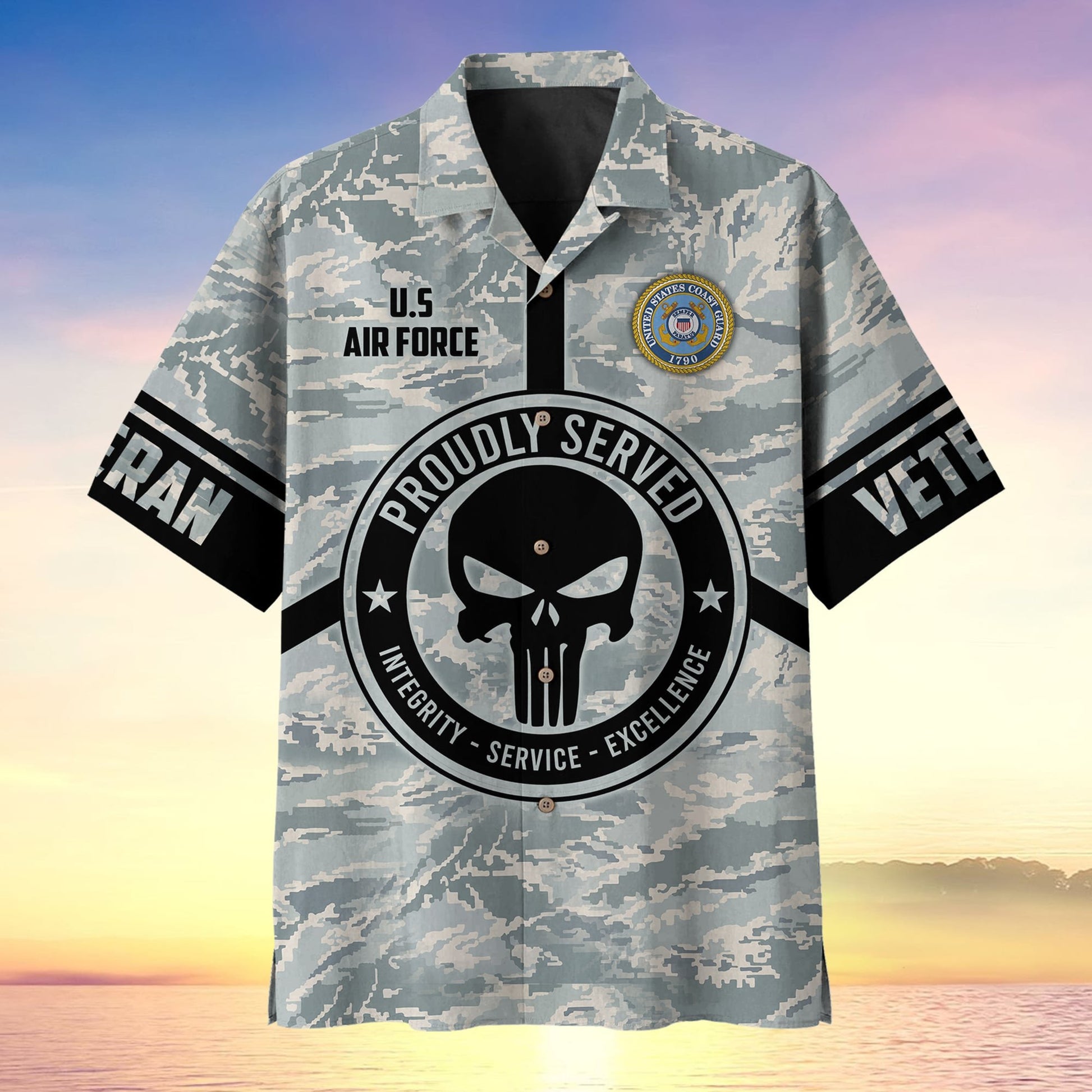 Proudly Served Punisher Skull U.S Veteran Multiservice Hawaii Shirt MH140605