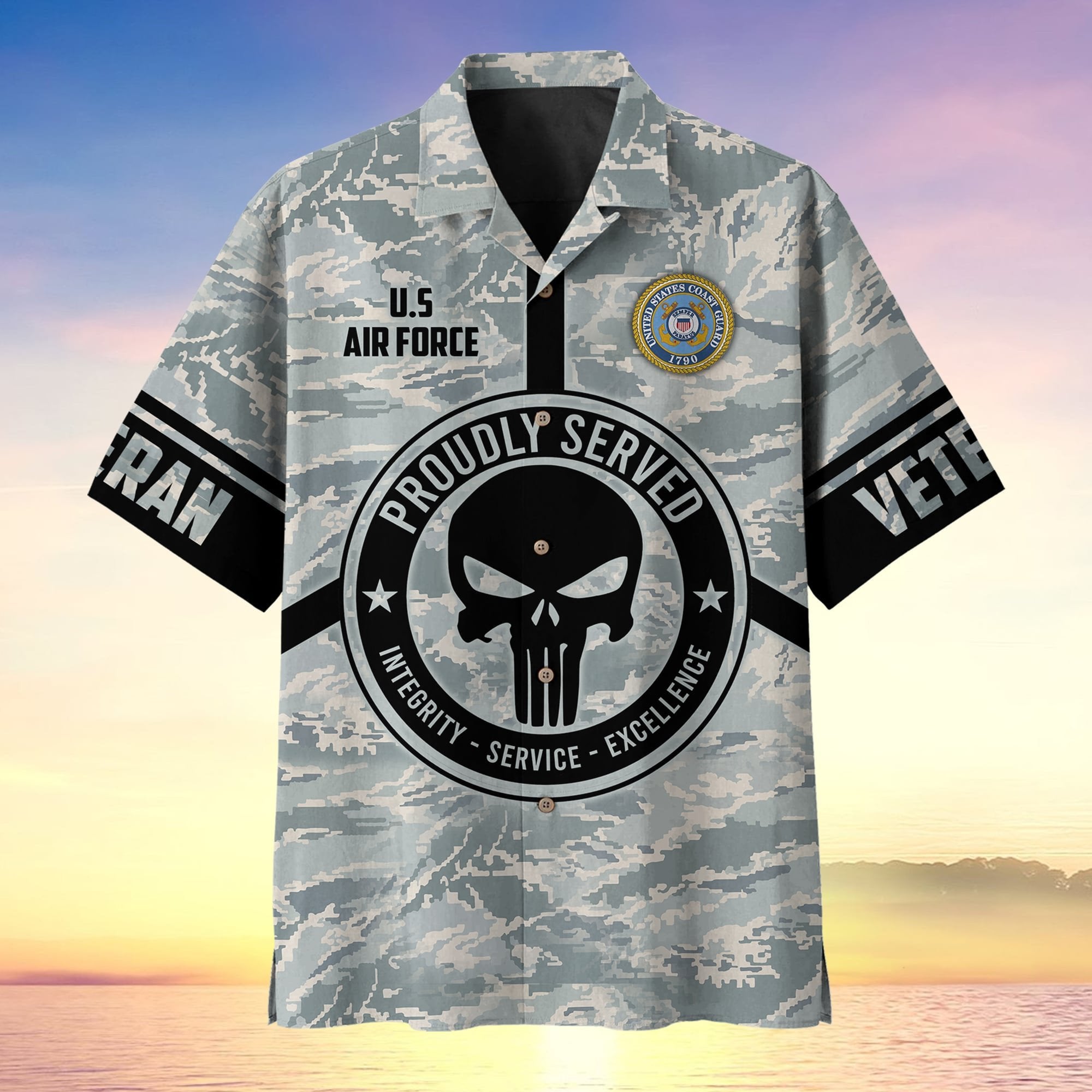 Proudly Served Punisher Skull U.S Veteran Multiservice Hawaii Shirt MH140605