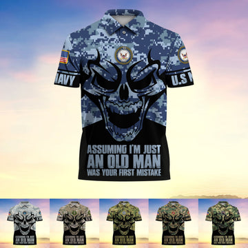 Assuming I'm Just An Old Man Was Your First Mistake US Veteran MultiService Polo Shirt MH130602