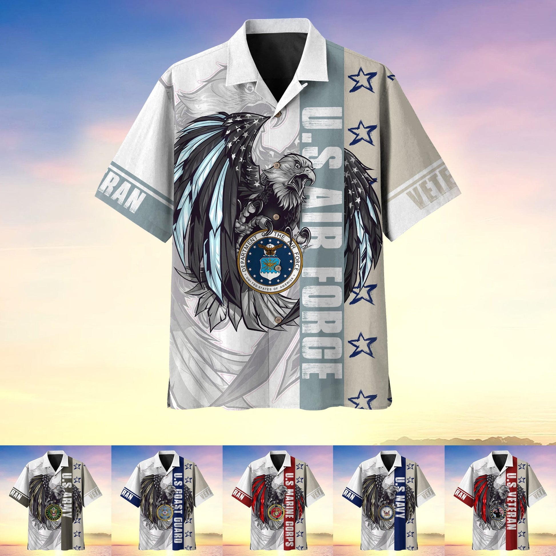 U.S Veteran Multiservice Veteran Cool Eagle Hawaii Shirt MH200601