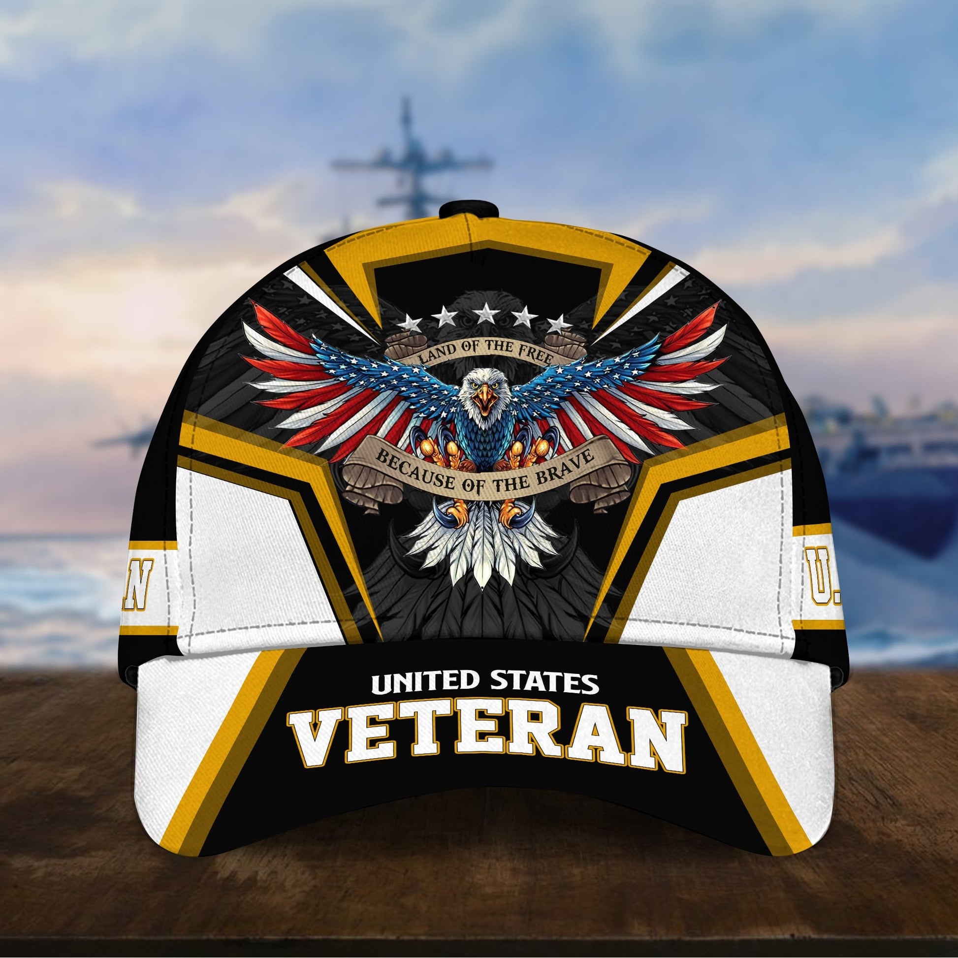 Premium Land Of The Free U.S. Veteran 3D Cap PVC110701