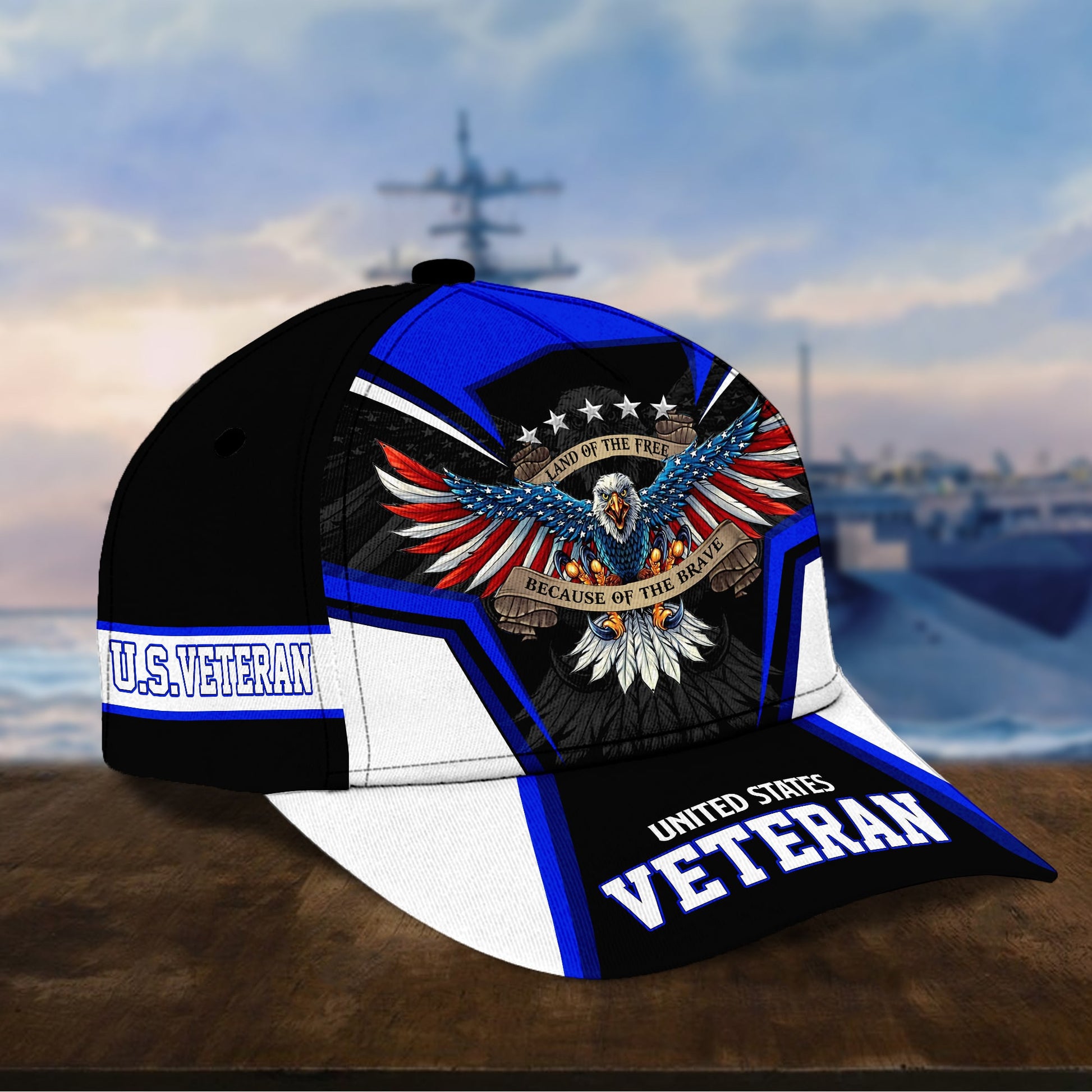 Premium Land Of The Free U.S. Veteran 3D Cap PVC110701