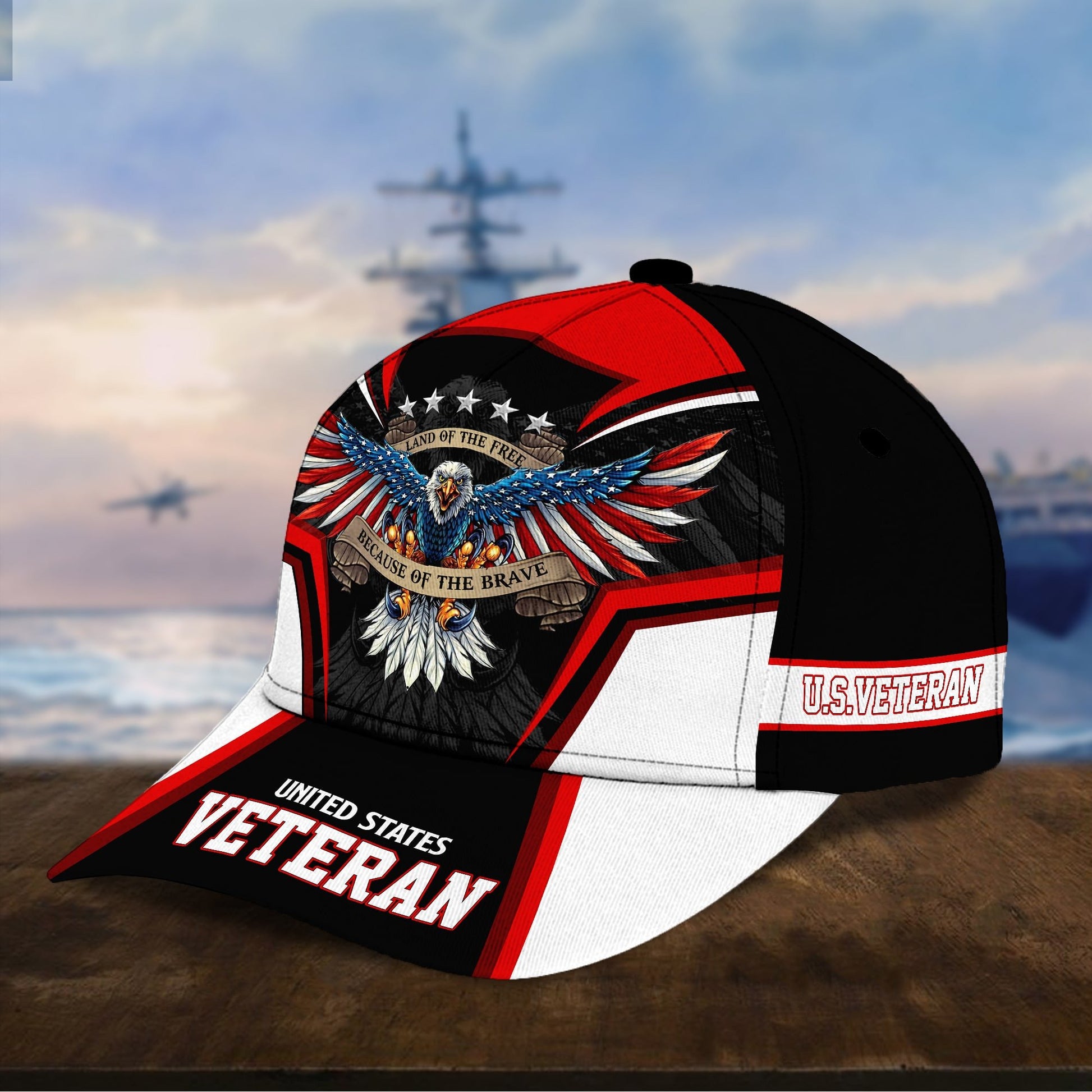 Premium Land Of The Free U.S. Veteran 3D Cap PVC110701
