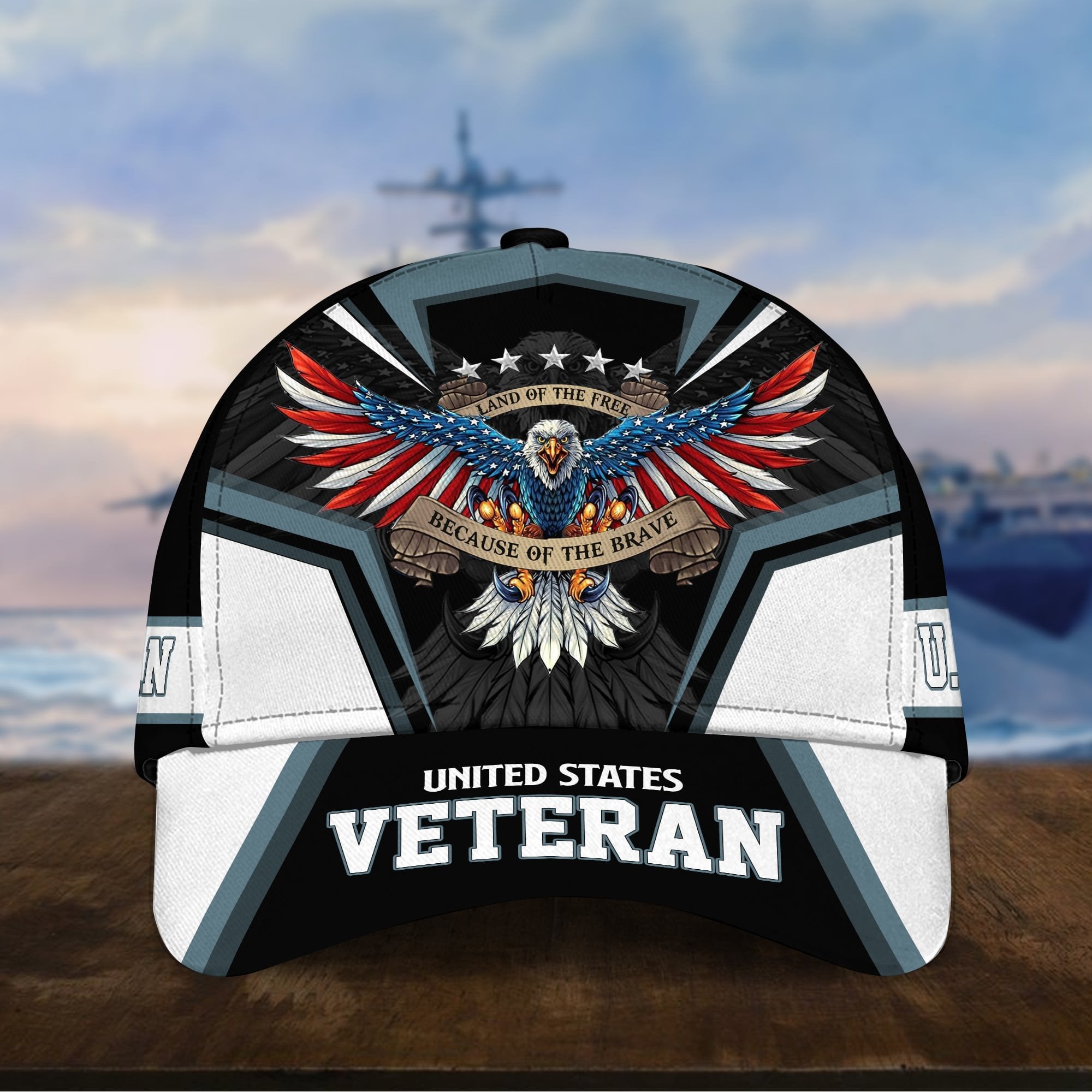 Premium Land Of The Free U.S. Veteran 3D Cap PVC110701