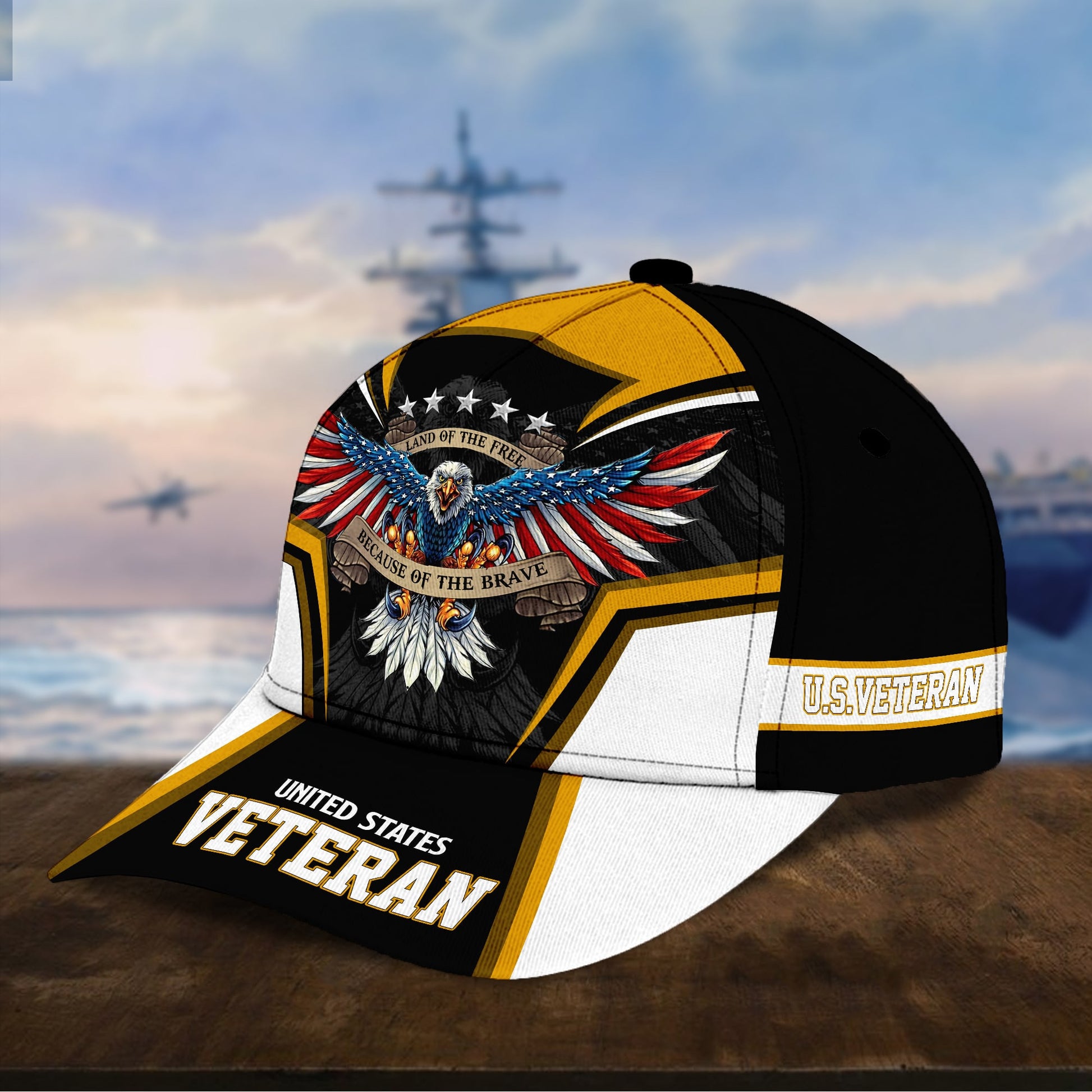 Premium Land Of The Free U.S. Veteran 3D Cap PVC110701