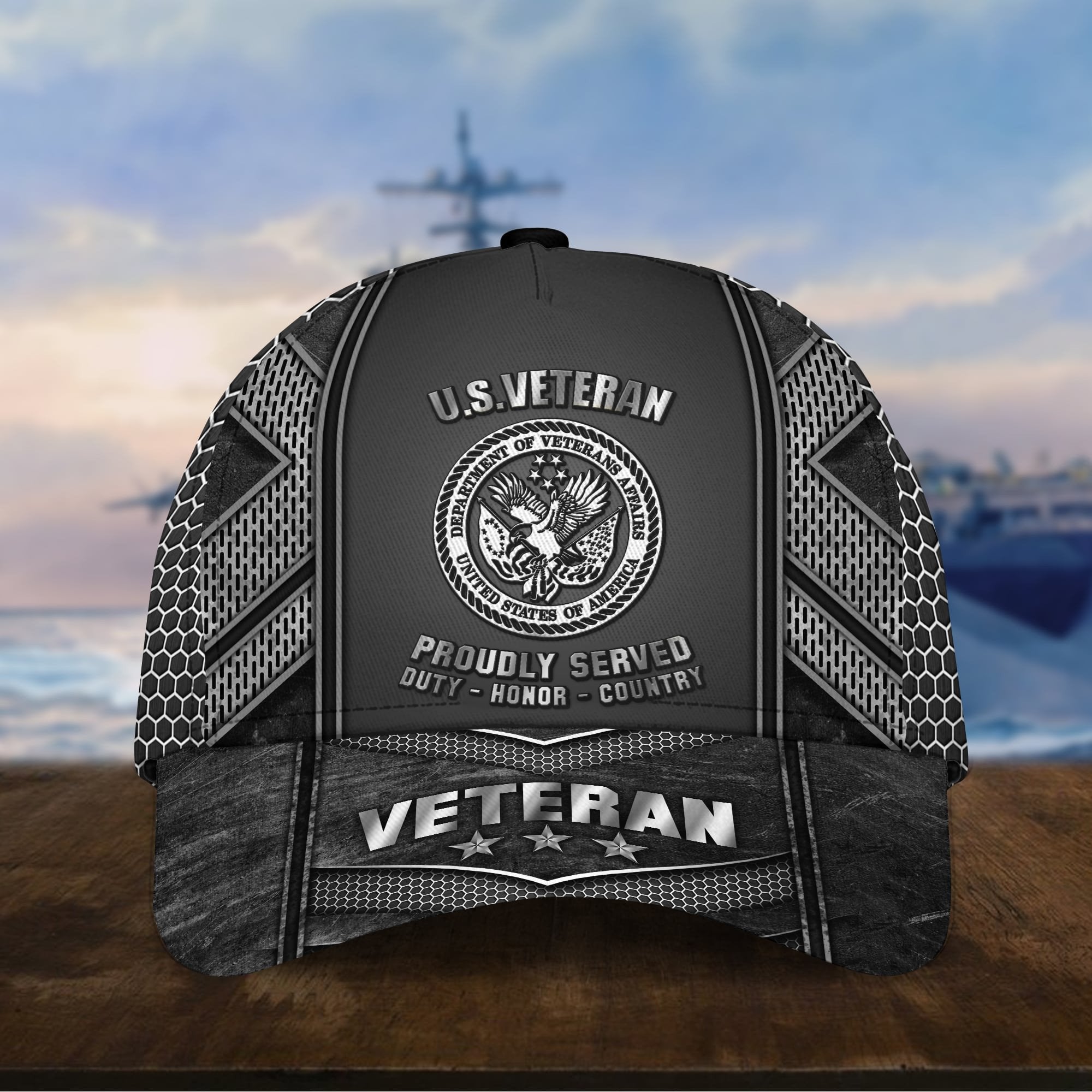 Unique Metal Camo US Veteran Cap NPVC150802