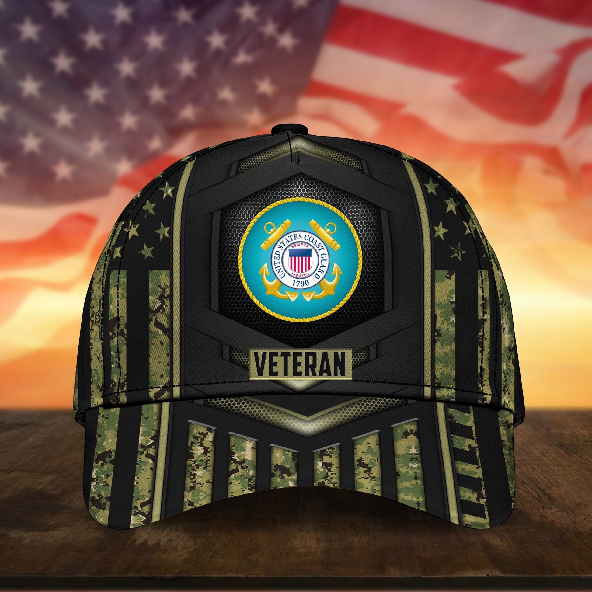 Premium Camo Soldiers Multiservice U.S Veteran Cap NPVC070701