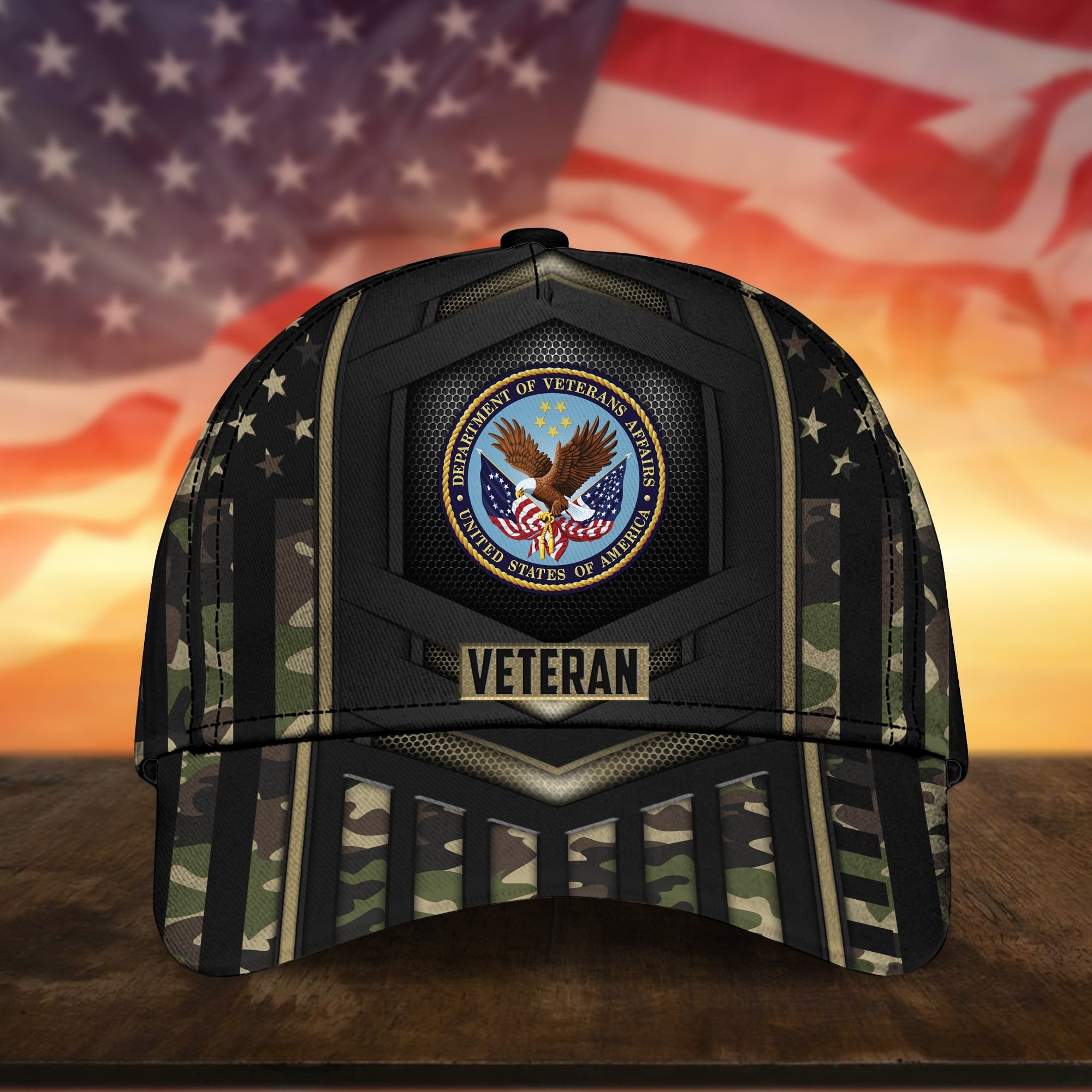 Premium Camo Soldiers Multiservice U.S Veteran Cap NPVC070701