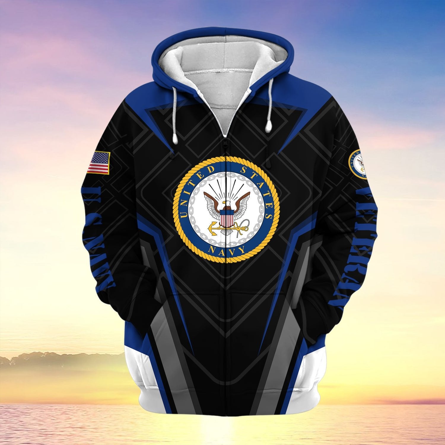 US Veteran Proudly Served Multiservice Zip Hoodie NPVC220801