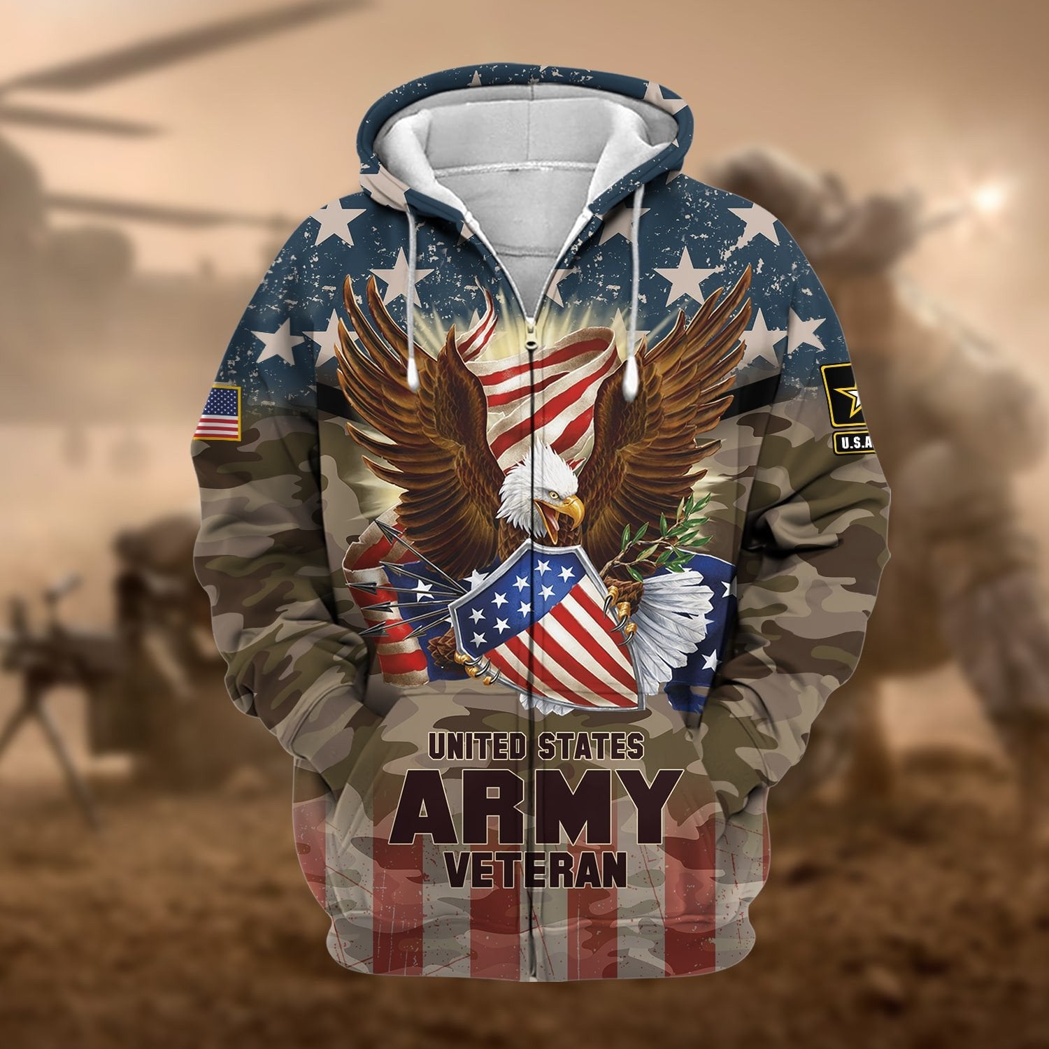Premium Eagle US Veteran Zip Hoodie NPVC221111