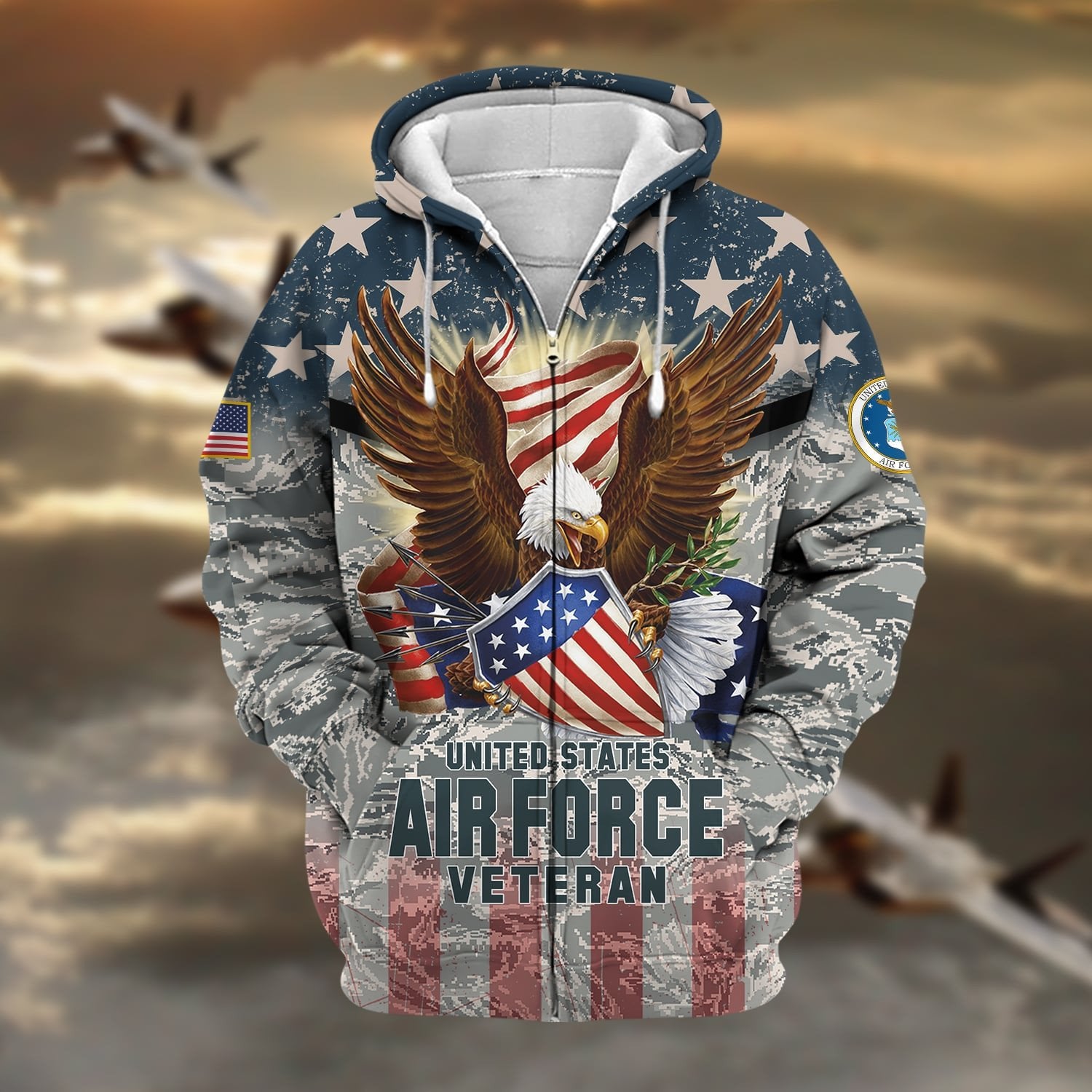 Premium Eagle US Veteran Zip Hoodie NPVC221111