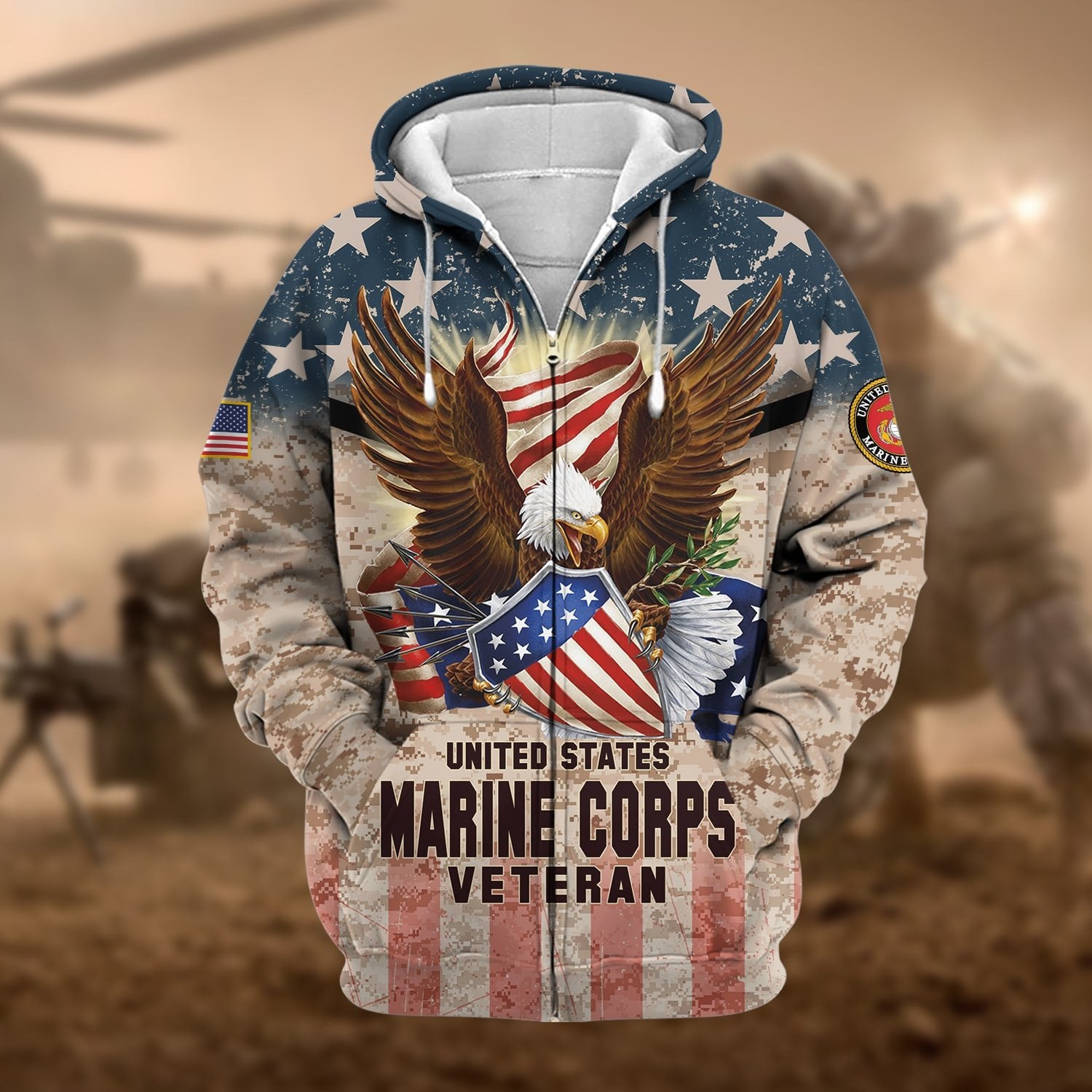 Premium Eagle US Veteran Zip Hoodie NPVC221111