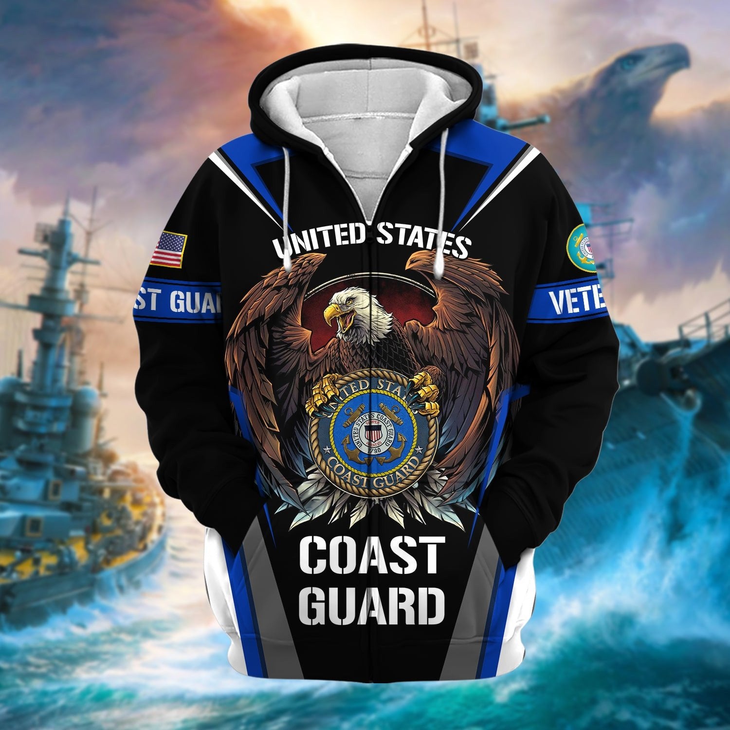 Premium Honoring All Who Served US Veteran Zip Hoodie NPVC200901
