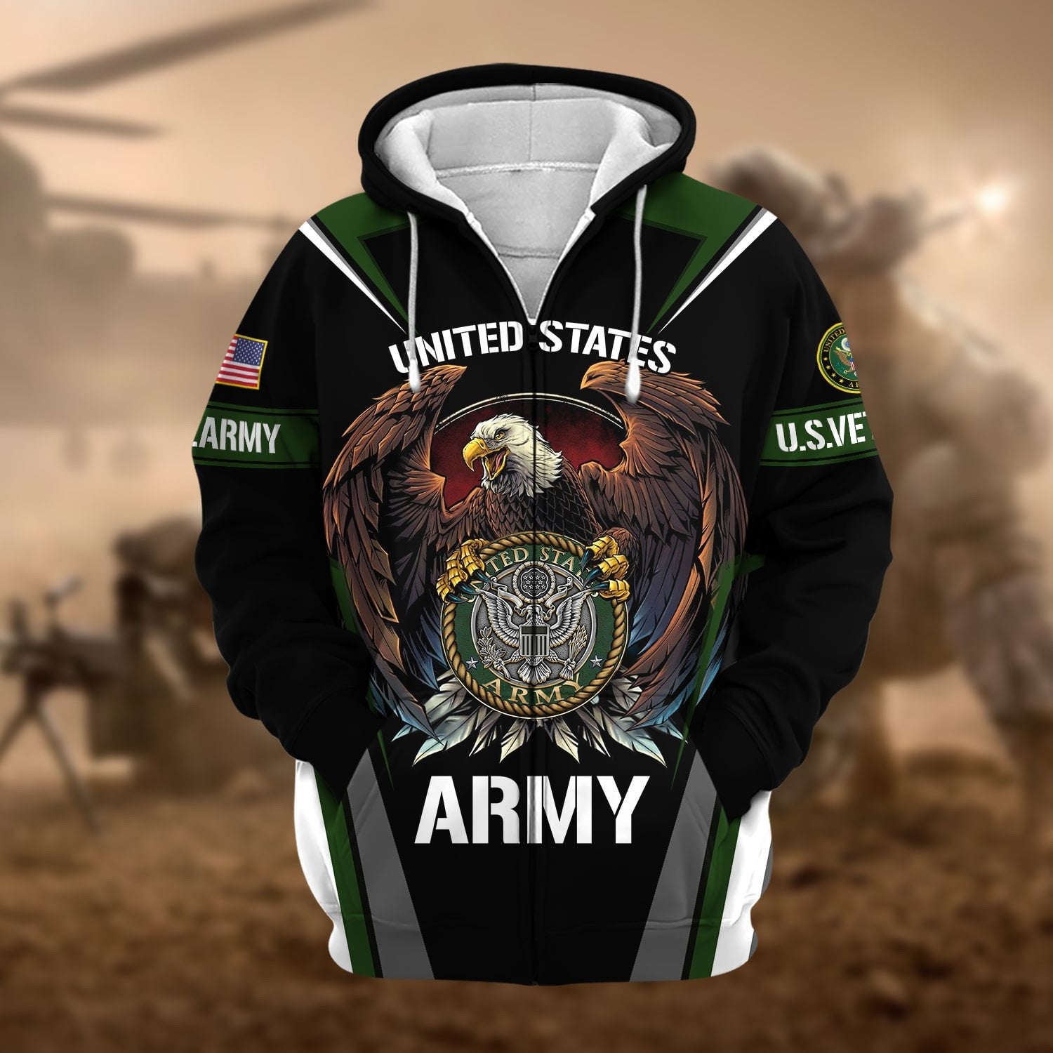 Premium Honoring All Who Served US Veteran Zip Hoodie NPVC200901