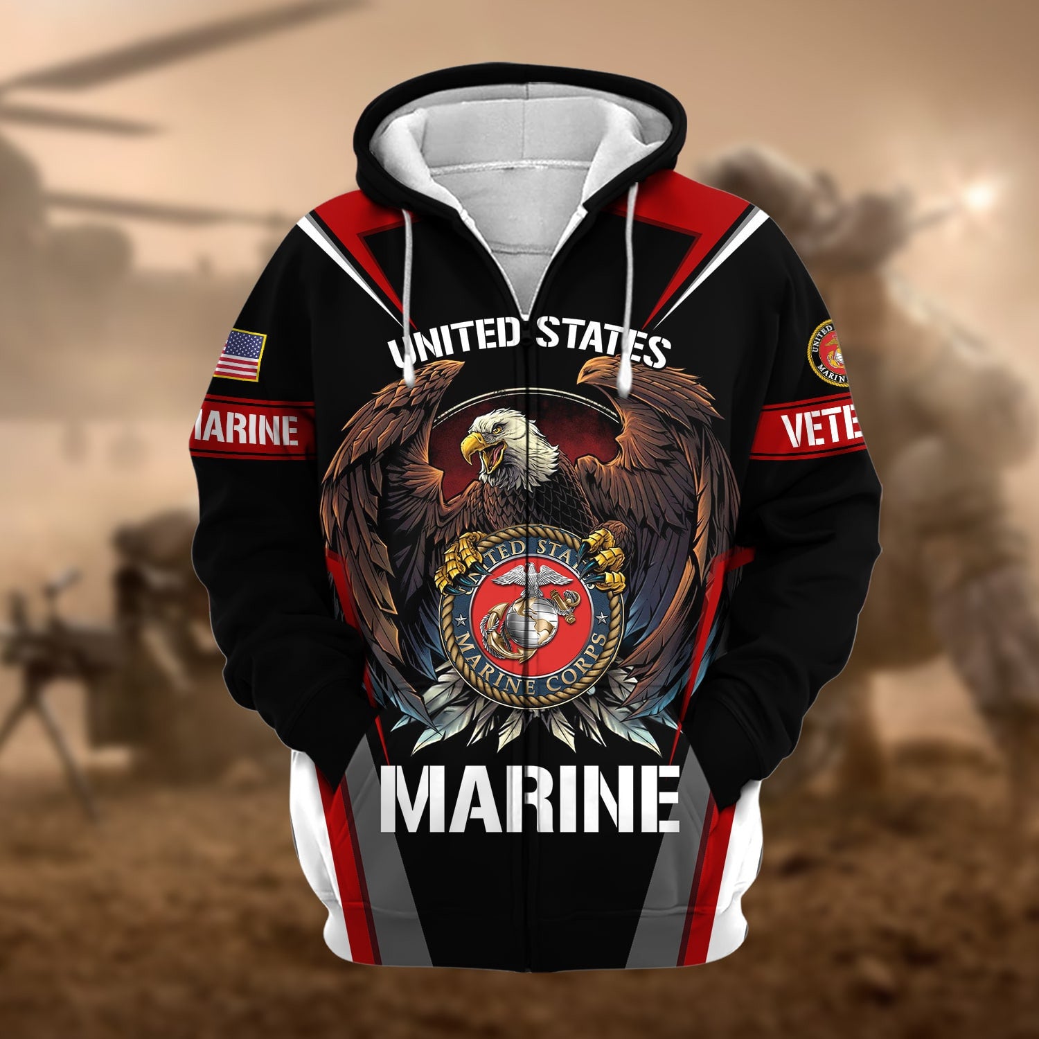 Premium Honoring All Who Served US Veteran Zip Hoodie NPVC200901