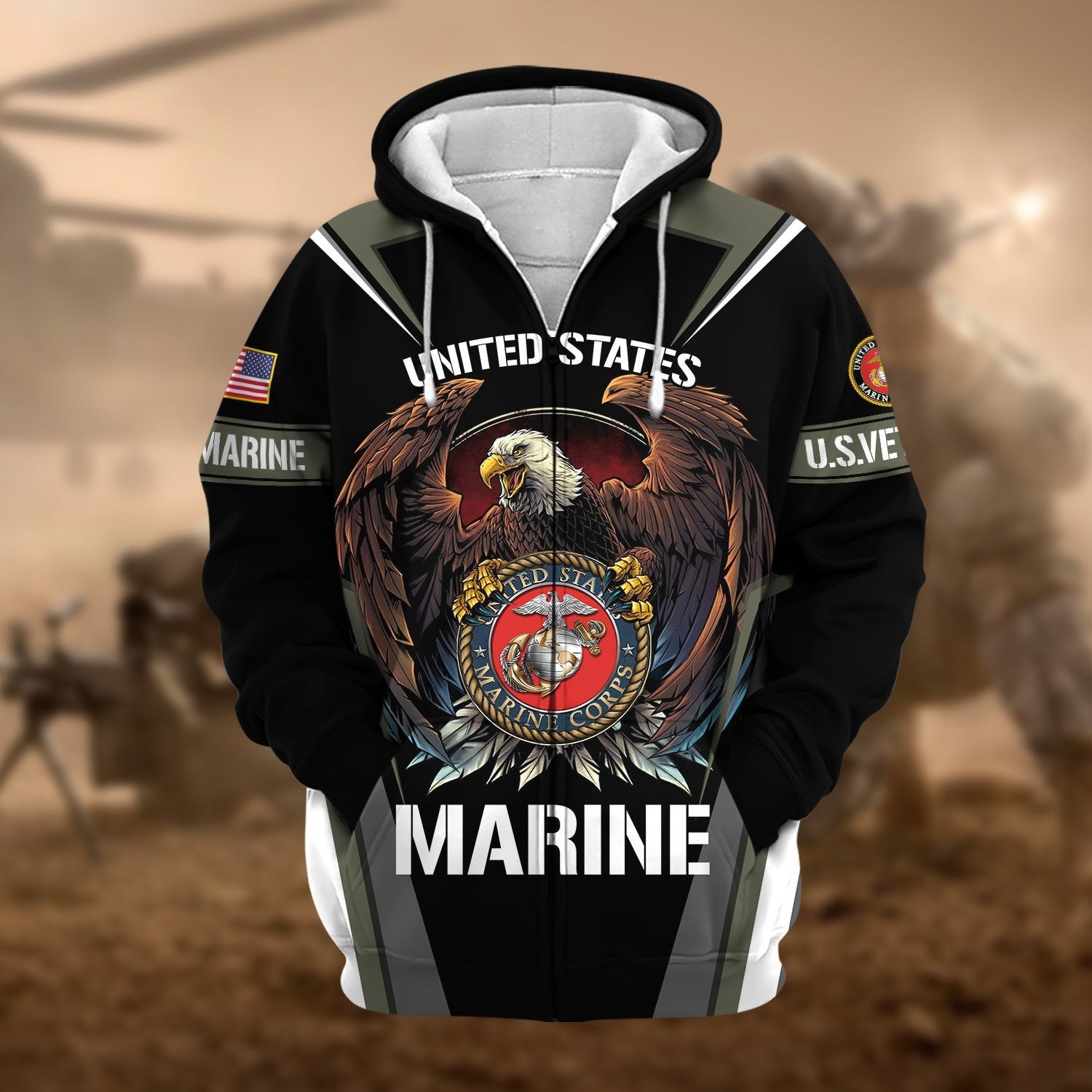 Premium Honoring All Who Served US Veteran Zip Hoodie NPVC200901