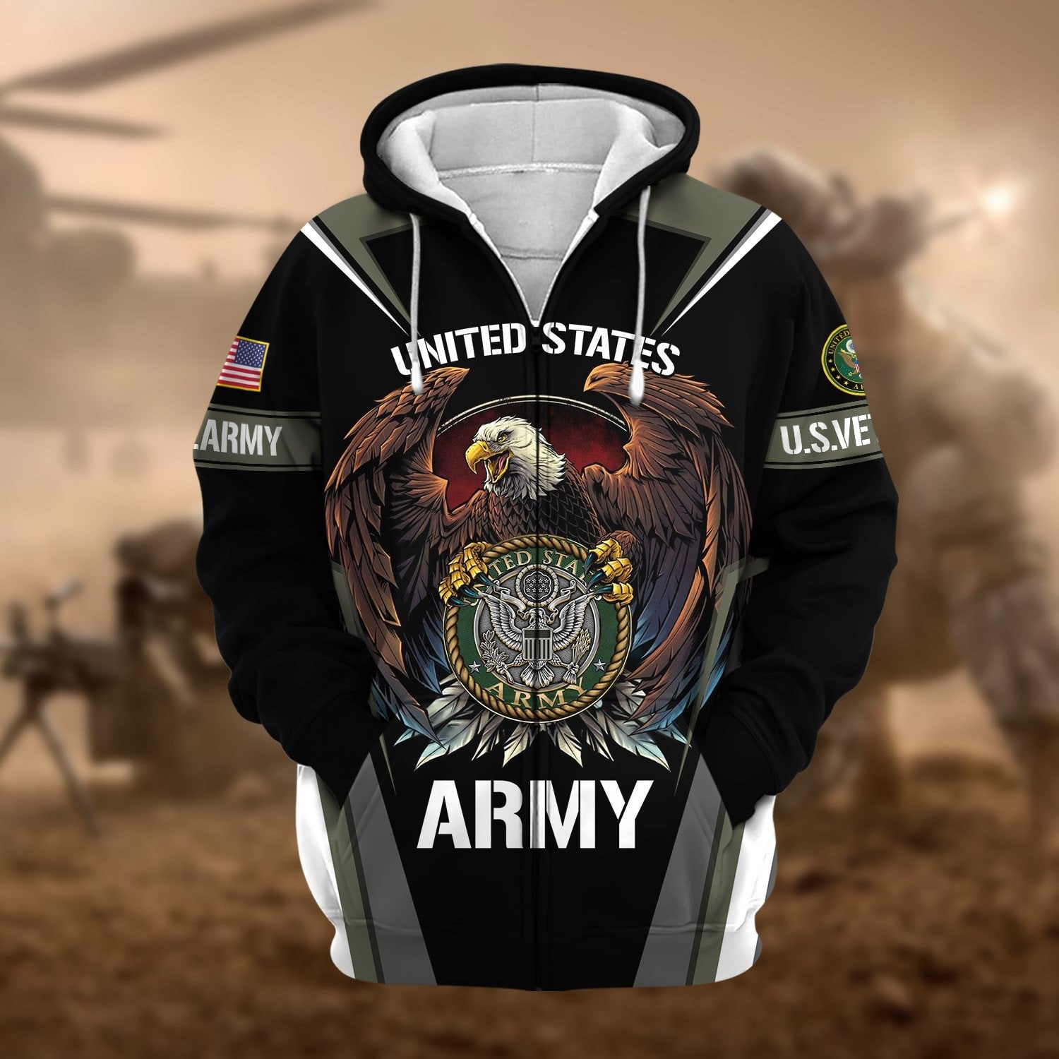 Premium Honoring All Who Served US Veteran Zip Hoodie NPVC200901