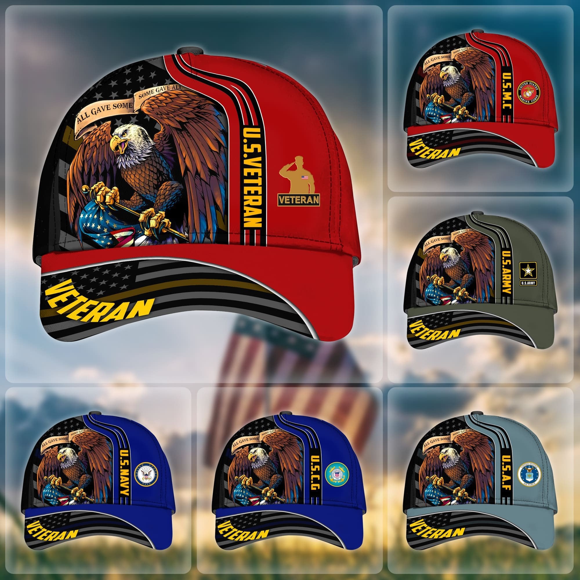 Premium Honoring All Who Served US Veteran Cap NPVC171002