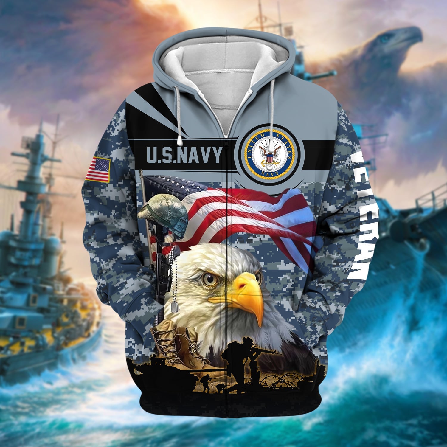 Premium Honoring All Who Served US Veteran Zip Hoodie NPVC171005