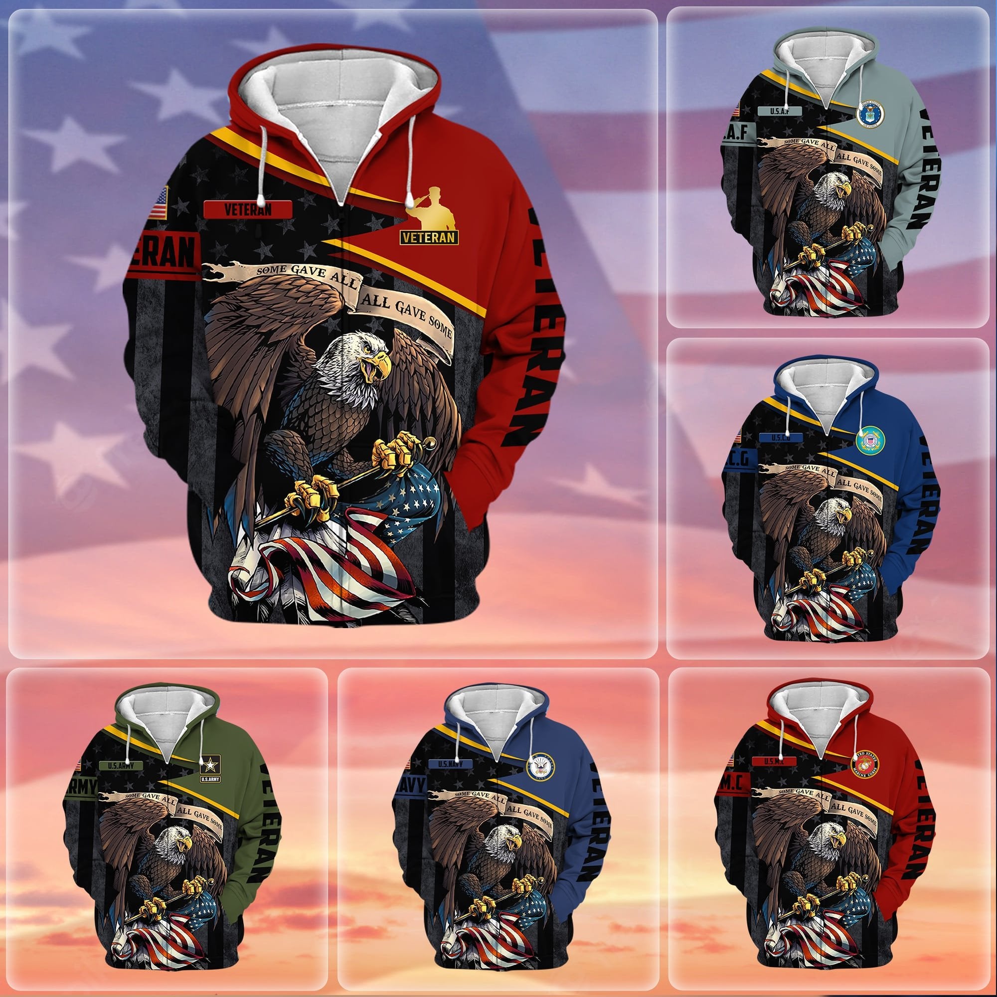 Premium All Gave Some US Veteran Zip Hoodie NPVC101102