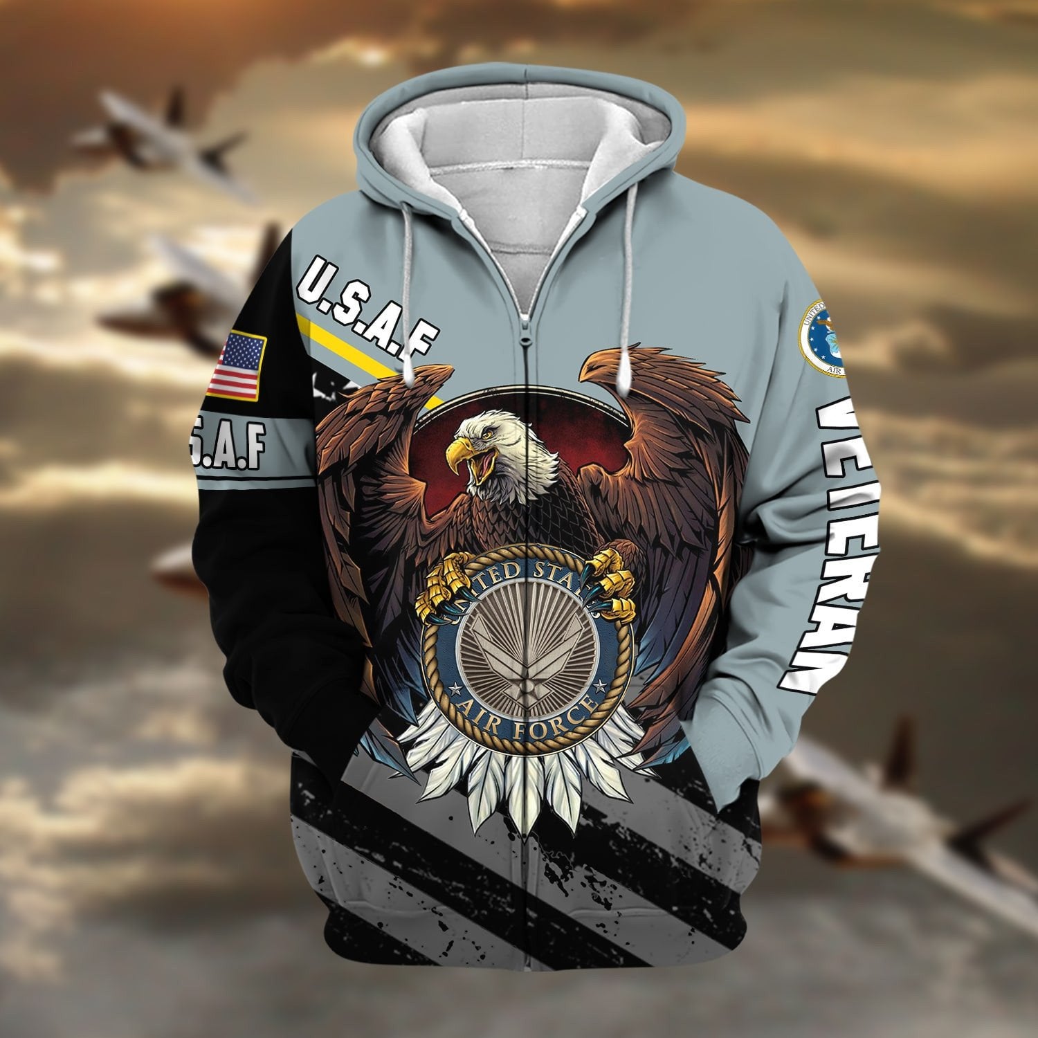 Premium Eagle US Veteran Zip Hoodie NPVC041103