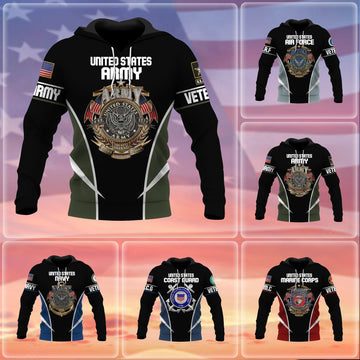 Premium Multiple US Military Services Veteran Hoodie NPVC221101