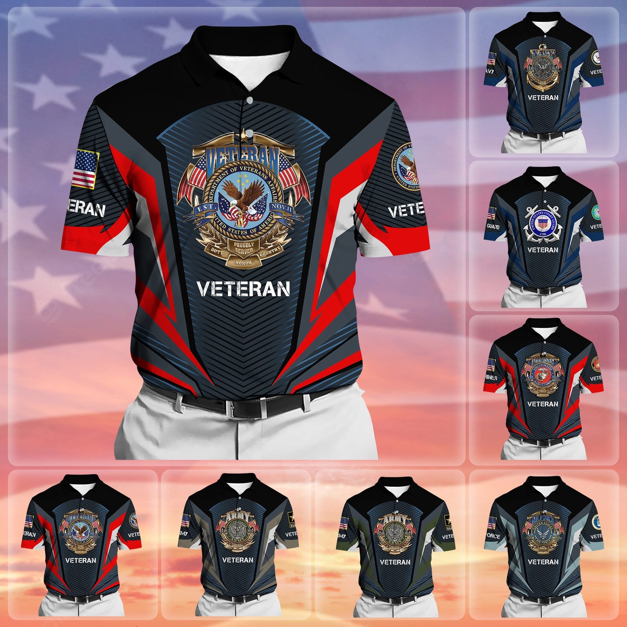 Premium Proudly Served US Veteran Polo Shirt NPVC160501