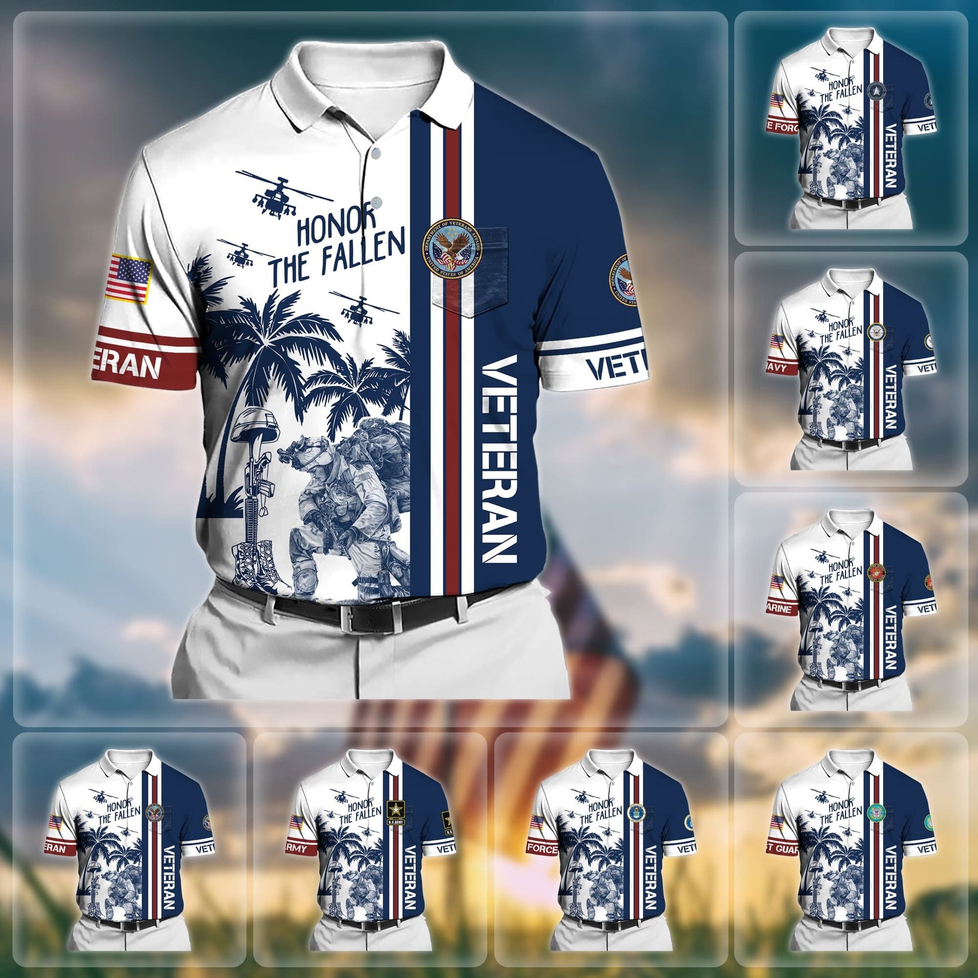 Premium Honor The Fallen US Veteran Polo Shirt With Pocket NPVC280302