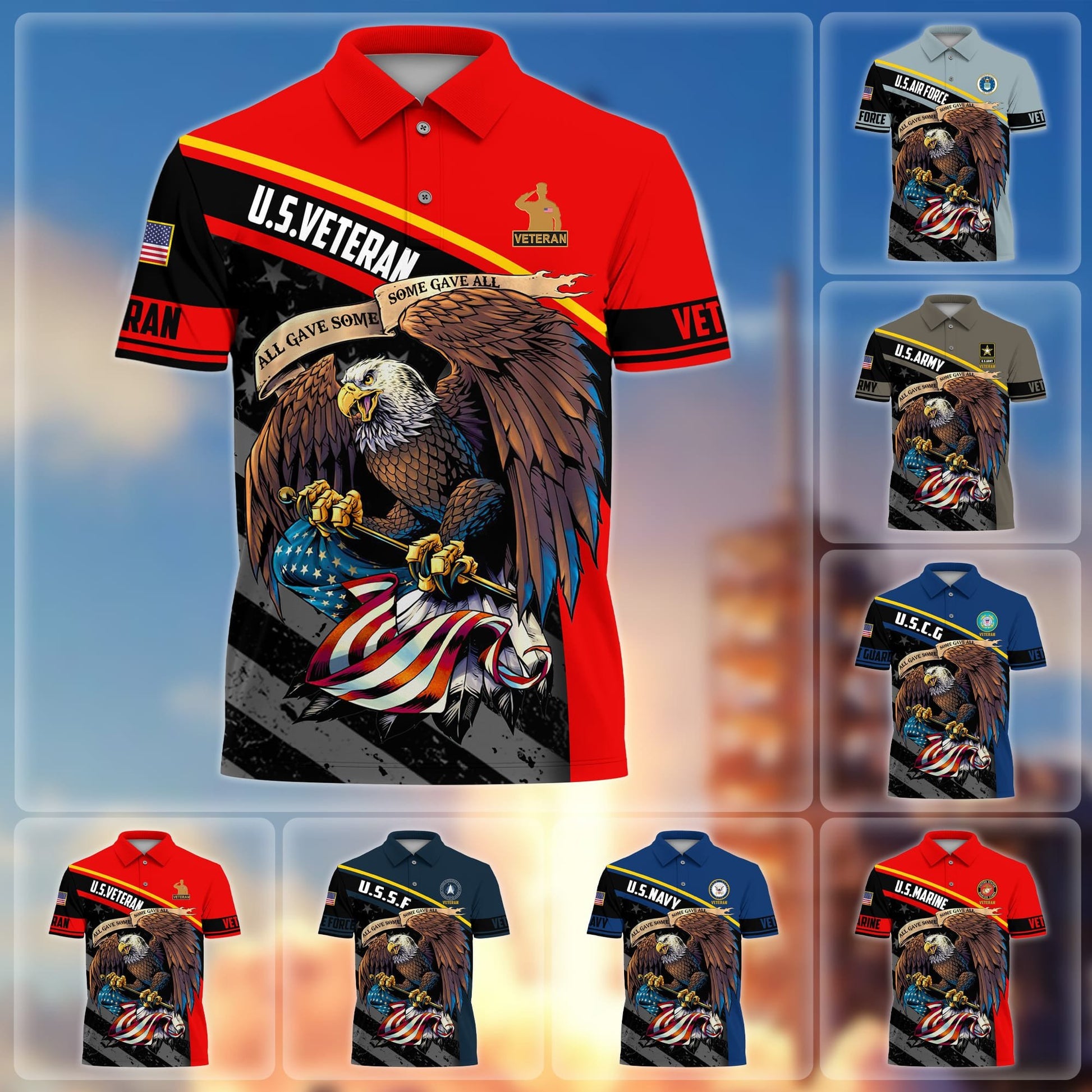 Premium Eagle US Veteran Polo Shirt NPVC060301