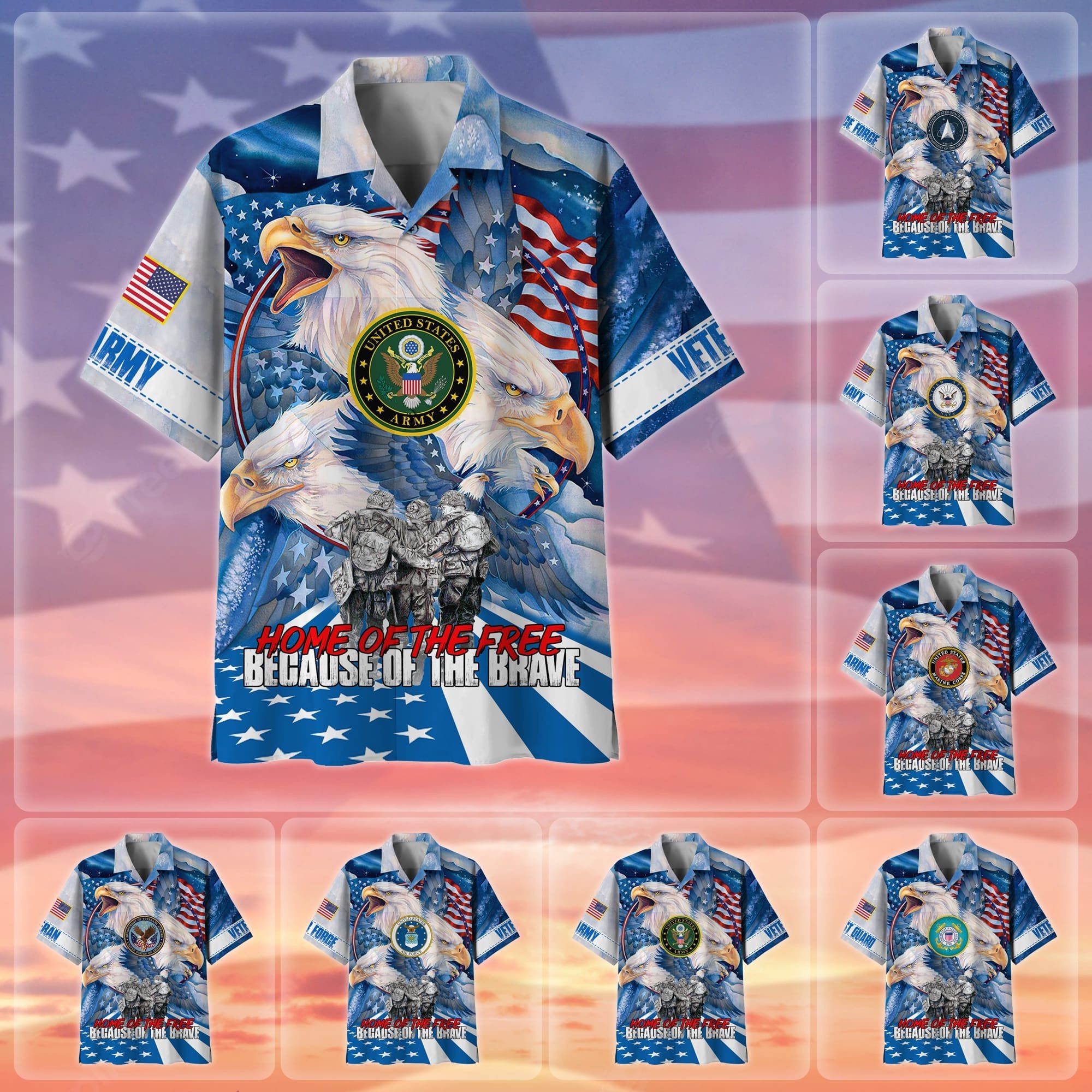Premium Home Of The Free US Veteran Hawaii Shirt NPVC280401