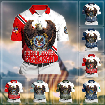 Premium Eagle US Veteran Polo Shirt With Pocket NPVC060403