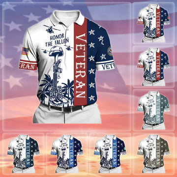 Premium Honor The Fallen US Veteran Polo Shirt With Pocket NPVC070410