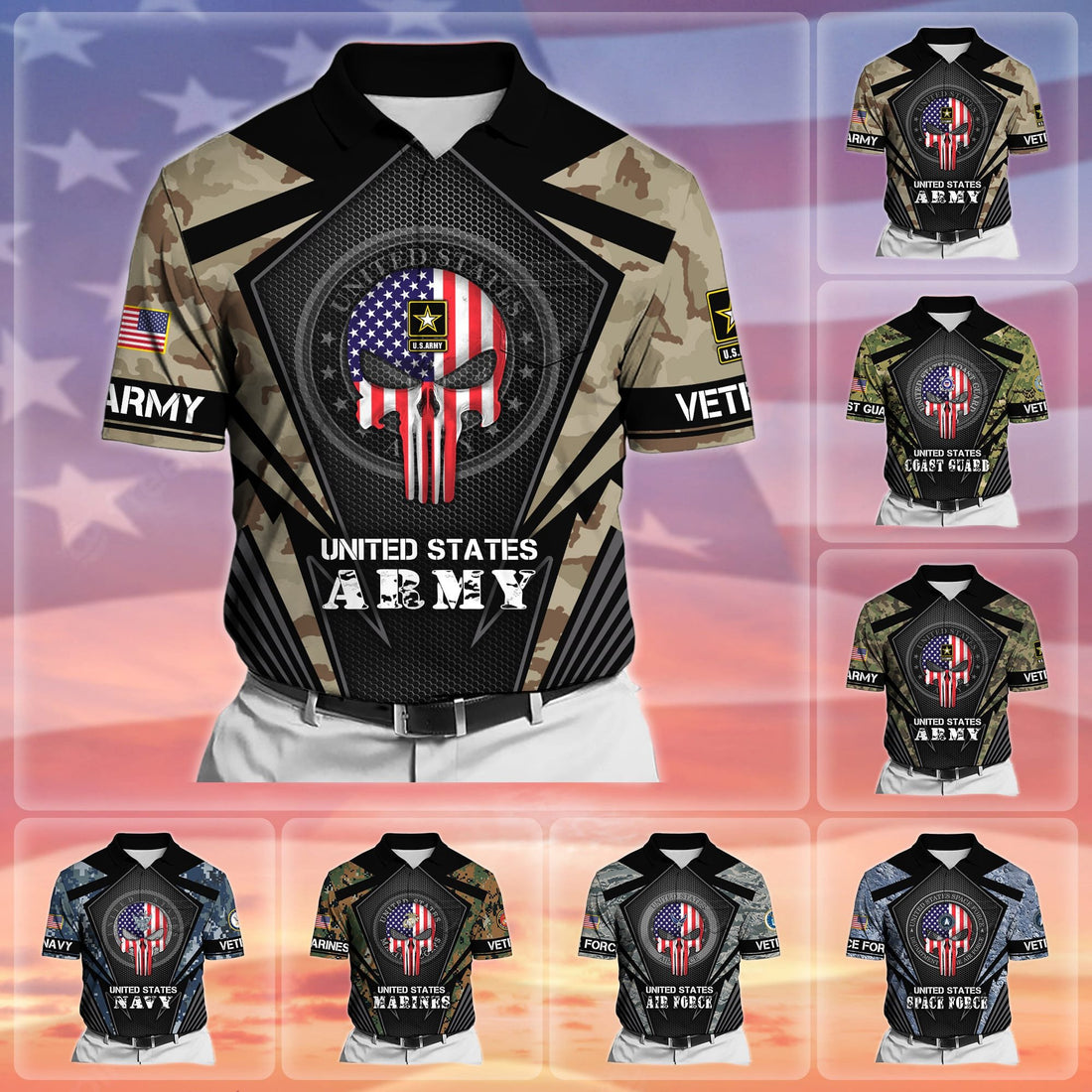 Premium Honoring All Who Served US Veteran Polo Shirt With Pocket NPVC050501